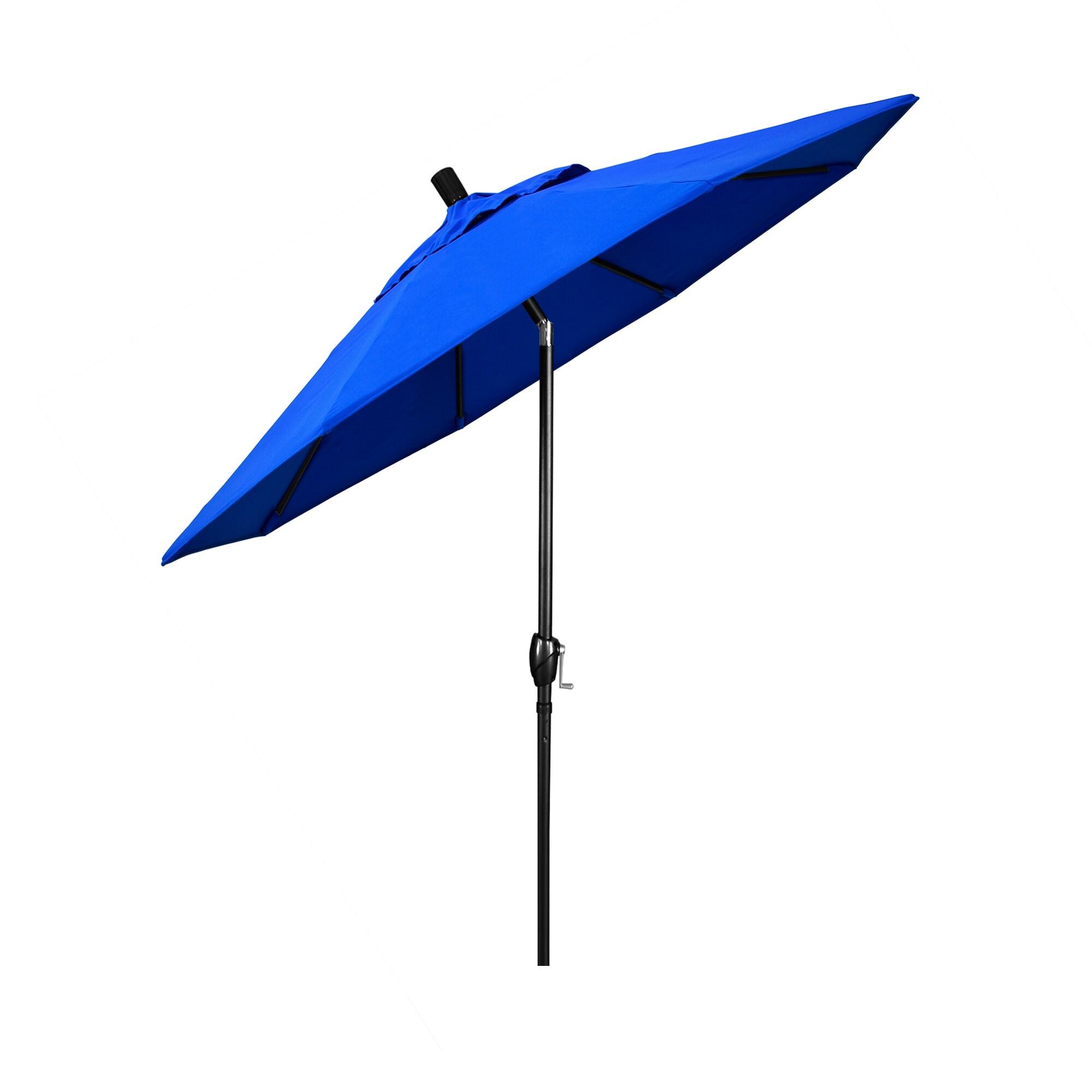 7.5 ft Pacific Blue Canvas Octagonal Market Umbrella with Black Aluminum Pole