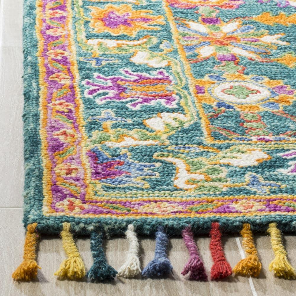 Aspen APN113 Hand Tufted Accent Rug - Turquoise/Purple - 2'3" X 5' - Safavieh.