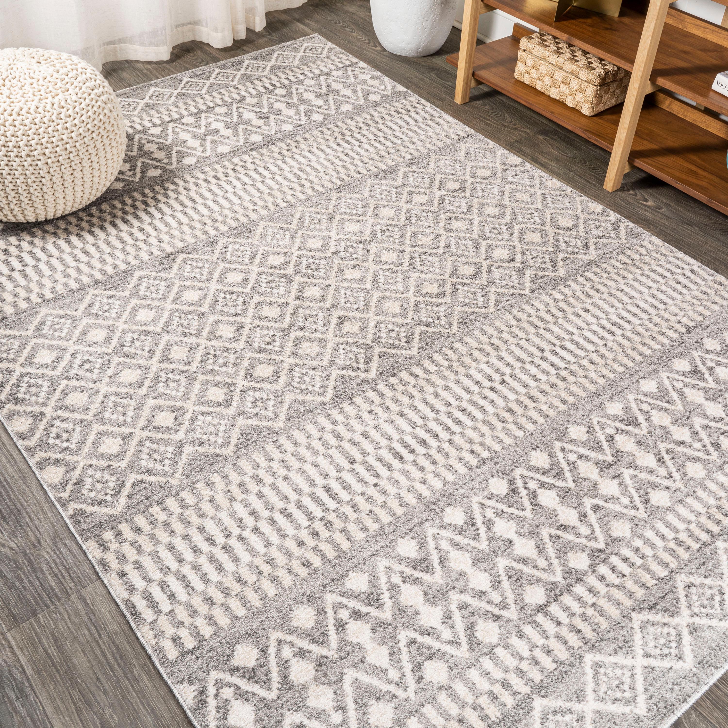 3'x5' Ifrane Berber Geometric Stripe Area Rug, Gray/Cream - JONATHAN Y