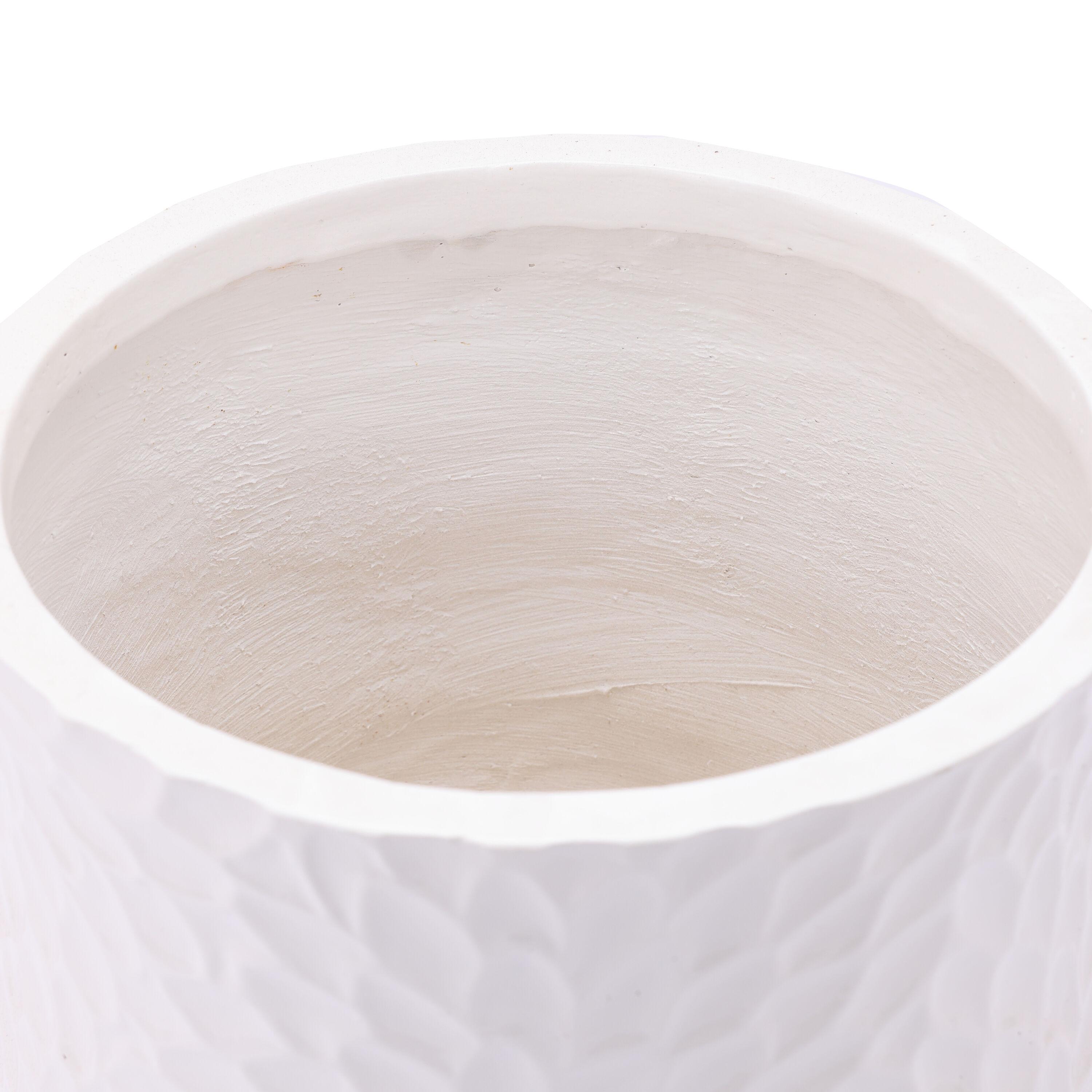 LuxenHome White MgO Floral Round Planter