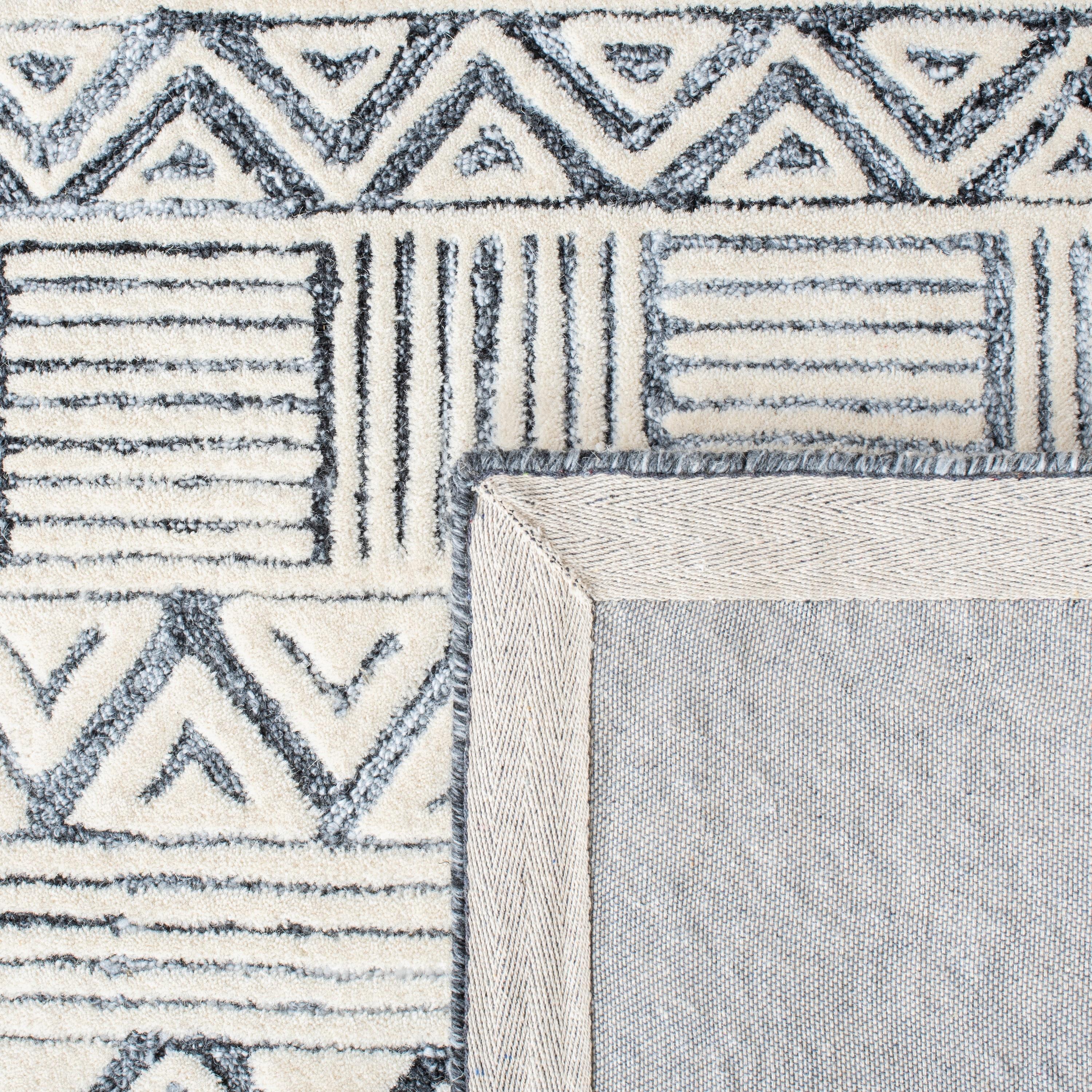 Roslyn ROS802 Hand Tufted Area Rug - Black/Ivory - 8'x10' - Safavieh.