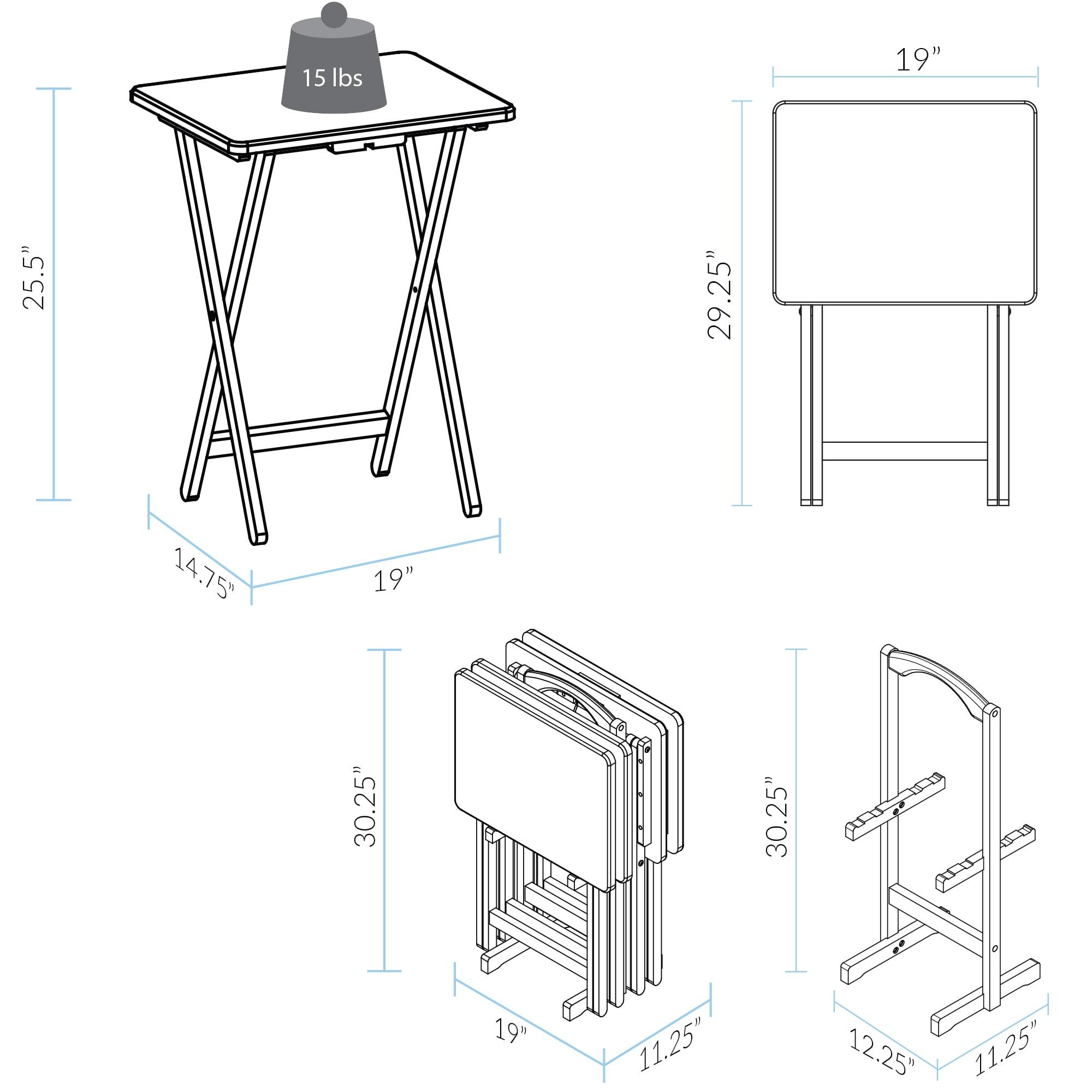 5 Piece TV Tray Table Set in Natural (4 Trays, 1 Stand)