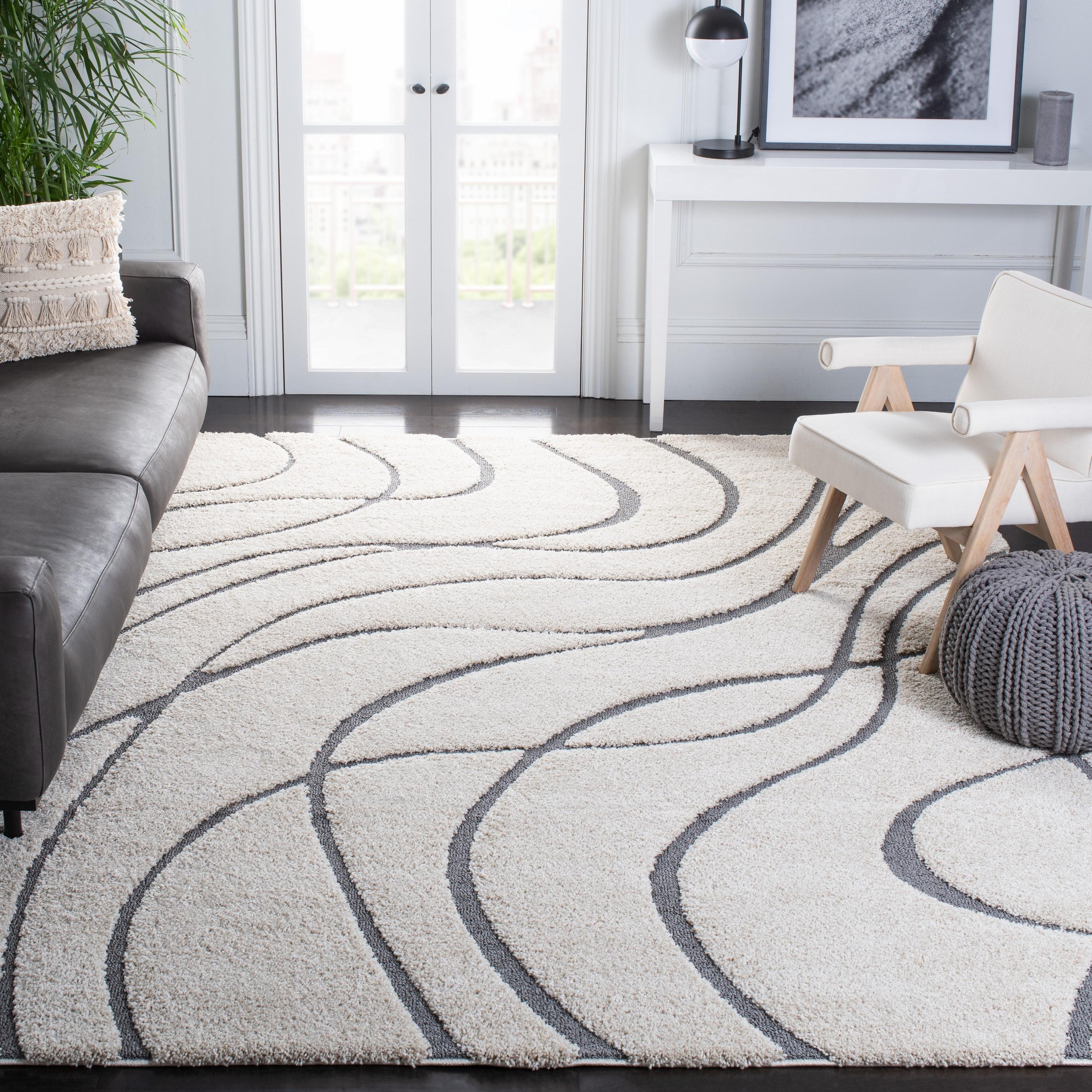 Florida Shag SG471 Power Loomed Indoor Area Rug - Cream/Grey - 8'x10' - Safavieh.