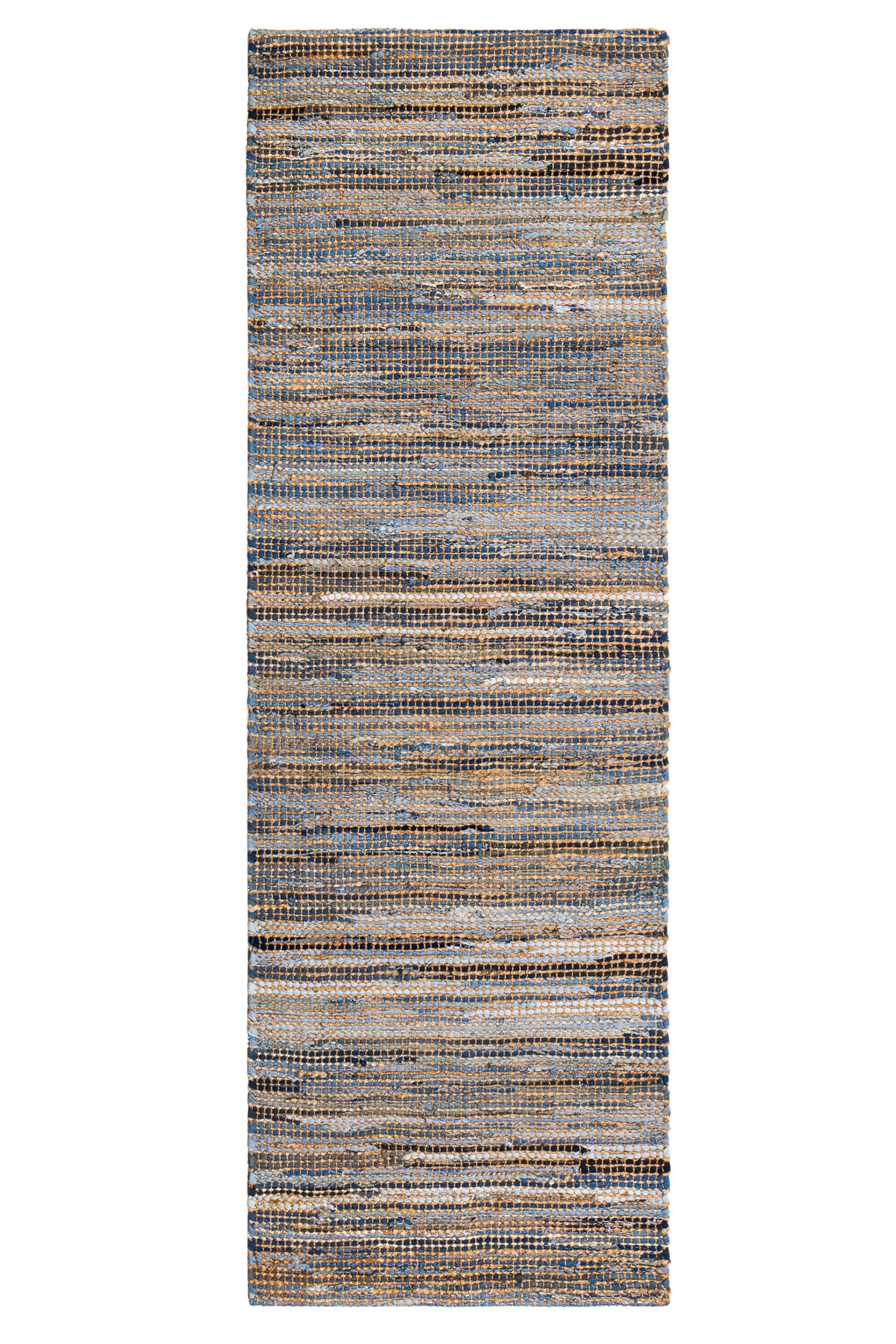 Anji Mountain AMB1032-0268 2 ft. 6 in. x 8 ft. American Graffiti Denim & Jute Runner Rug - Tan, Gold & Blue