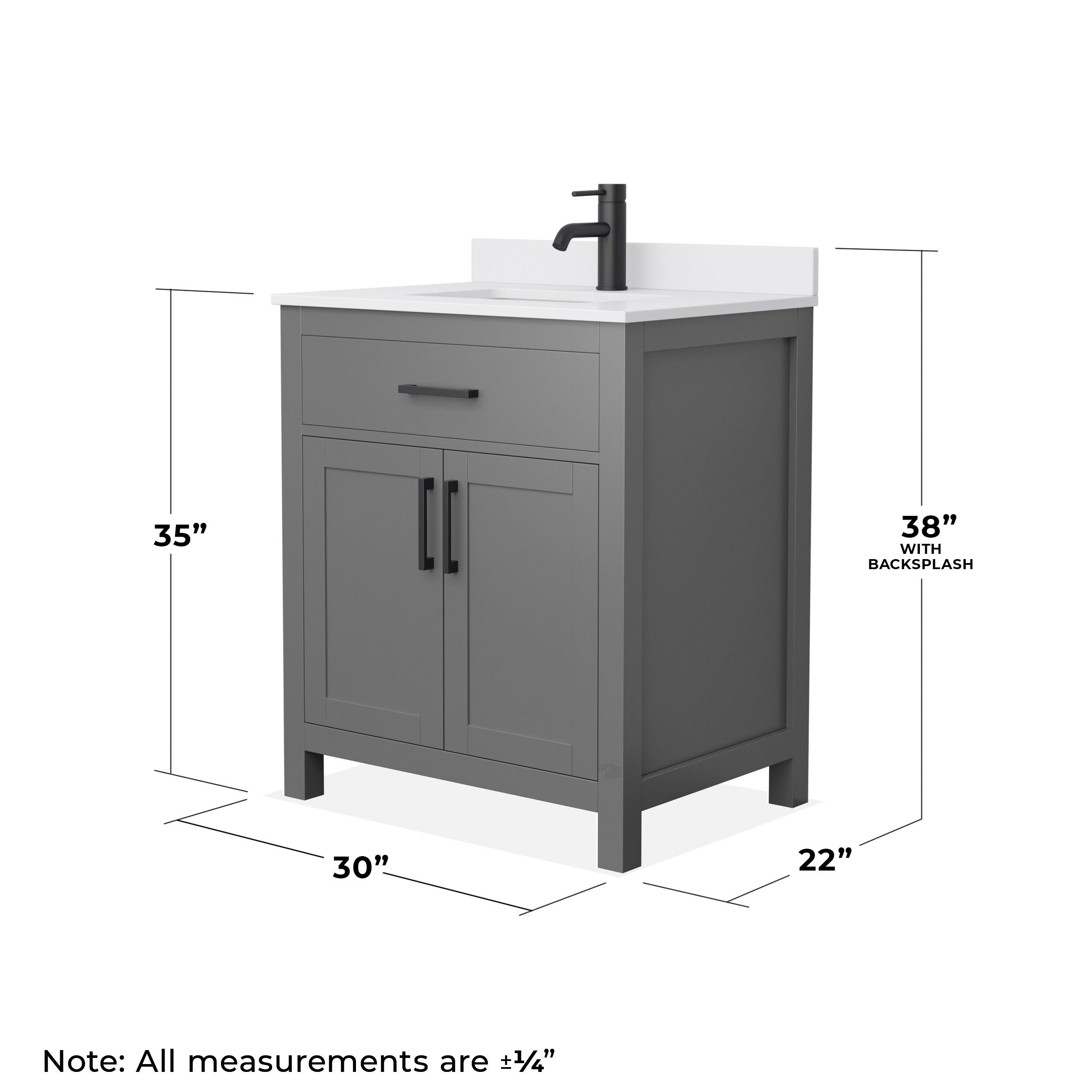 Wyndham Collection Beckett 30" Freestanding Single Bathroom Vanity with Cultured Marble Top
