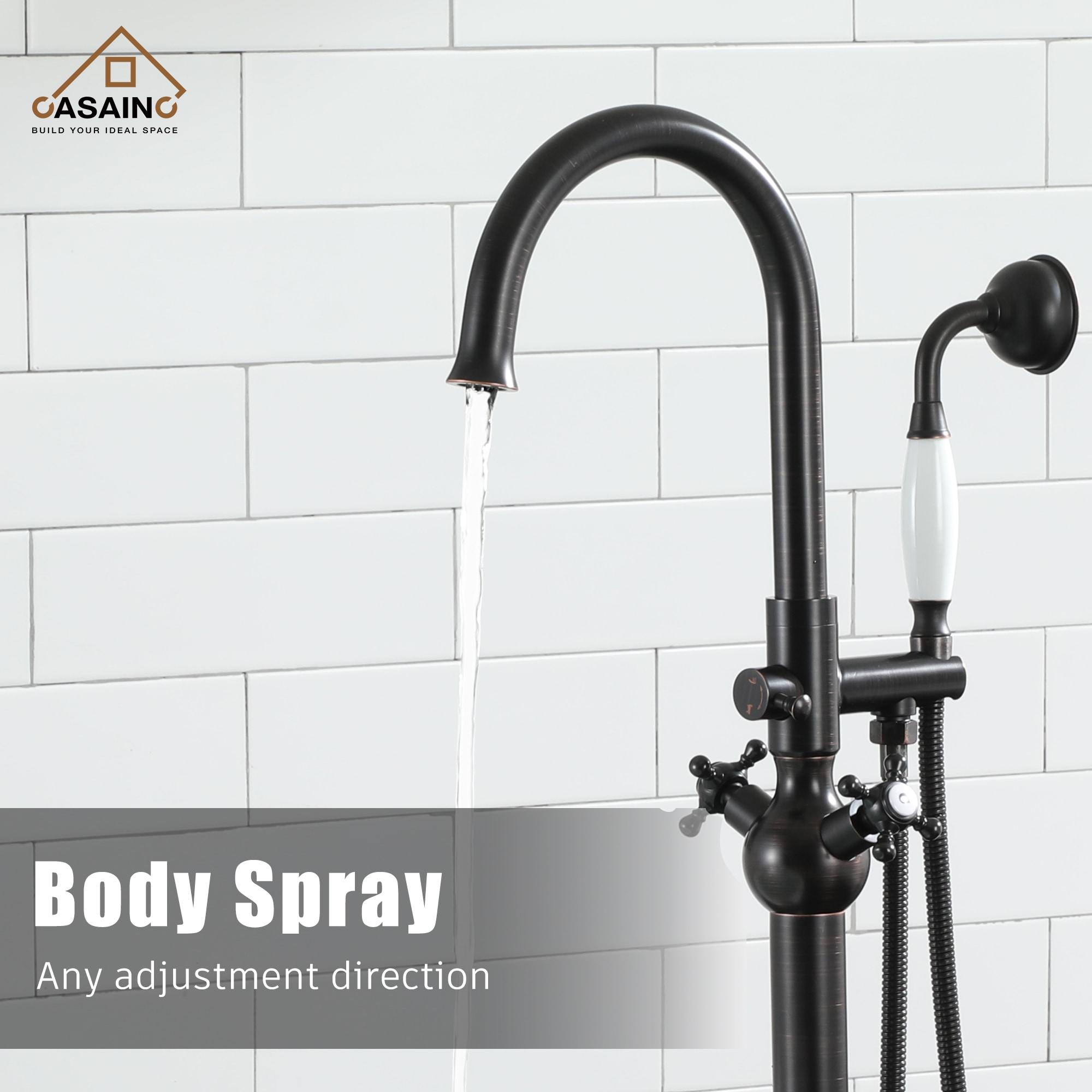 CASAINC Freestanding 2 Handles High Flow Bathtub Faucet with Hand Shower