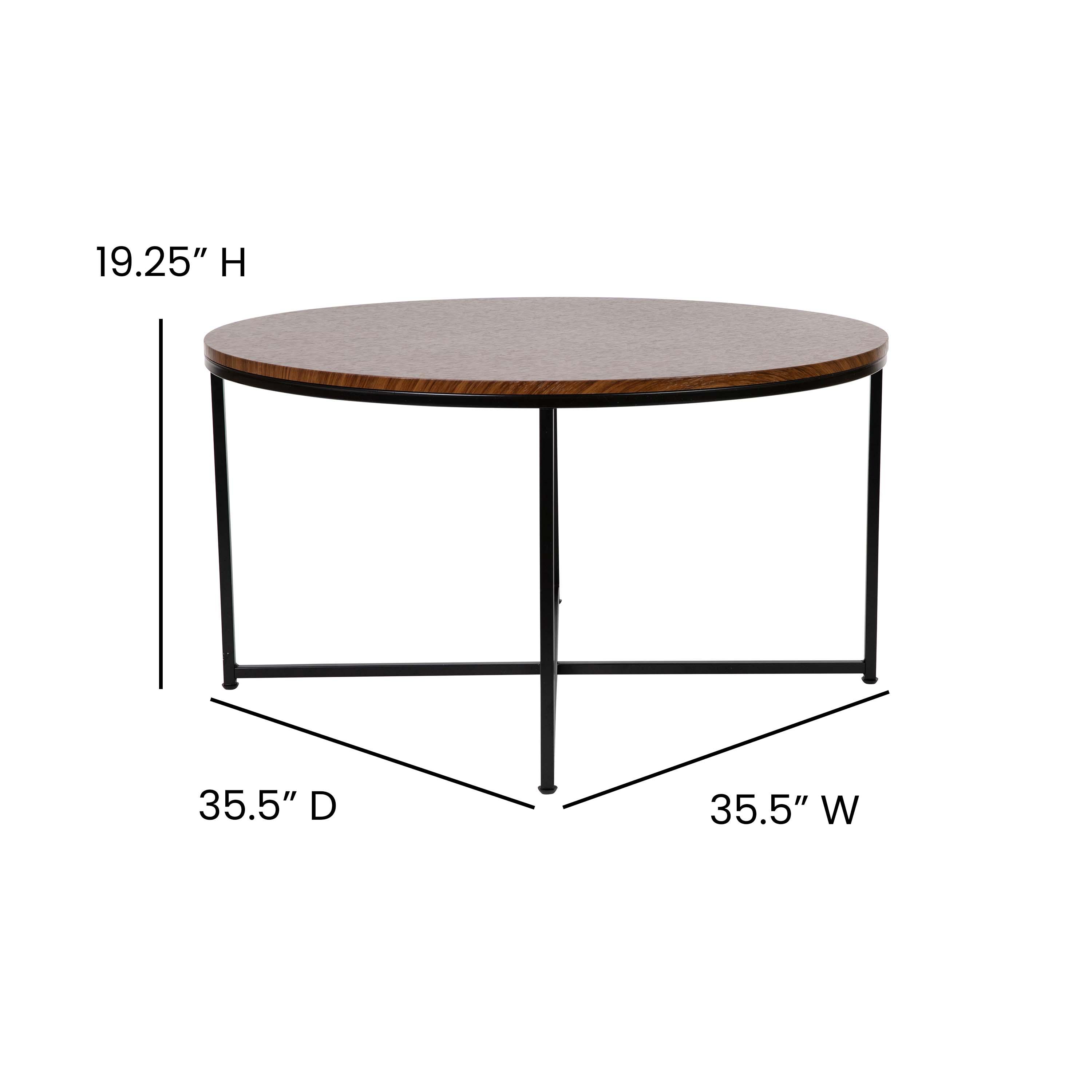 Flash Furniture Hampstead Collection Coffee Table - Modern Walnut Finish Accent Table with Crisscross Matte Black Frame