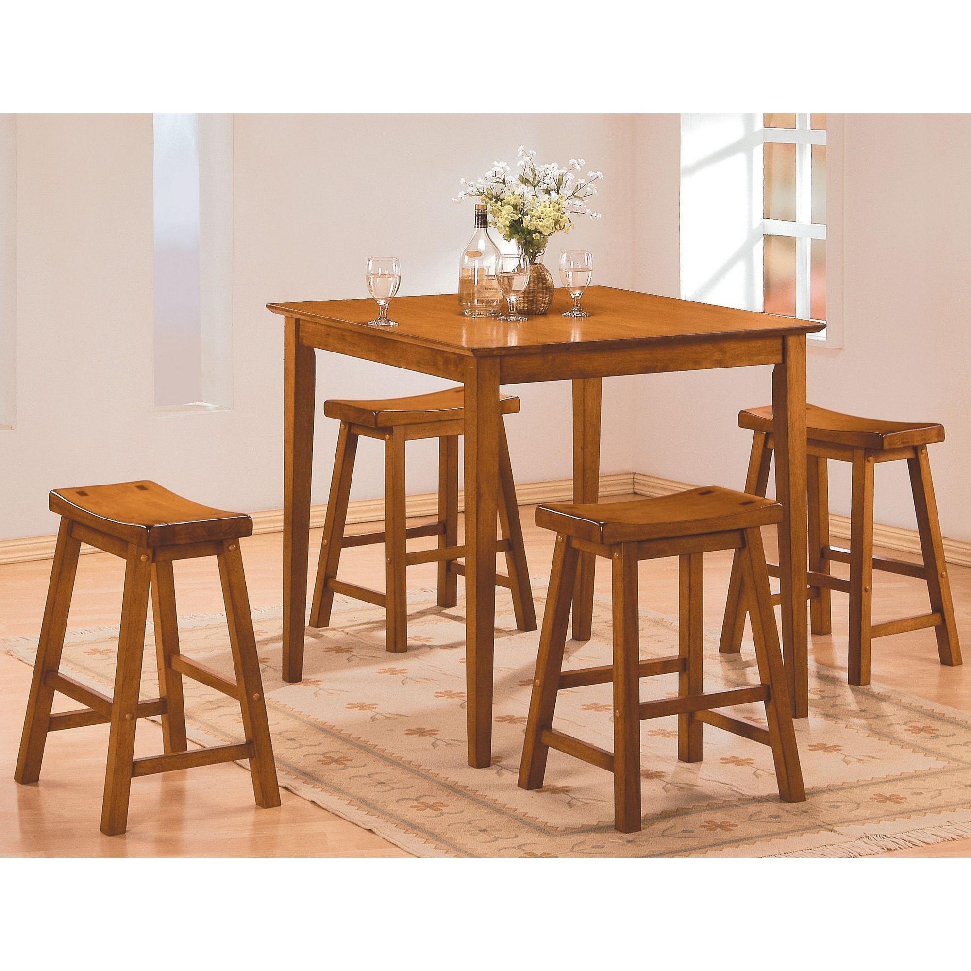 Bar Stool Set of 2, Solid Wood 24 inch Counter Height Chair with Footrest, Armless Chair for Kitchen, Home Bar, Oak