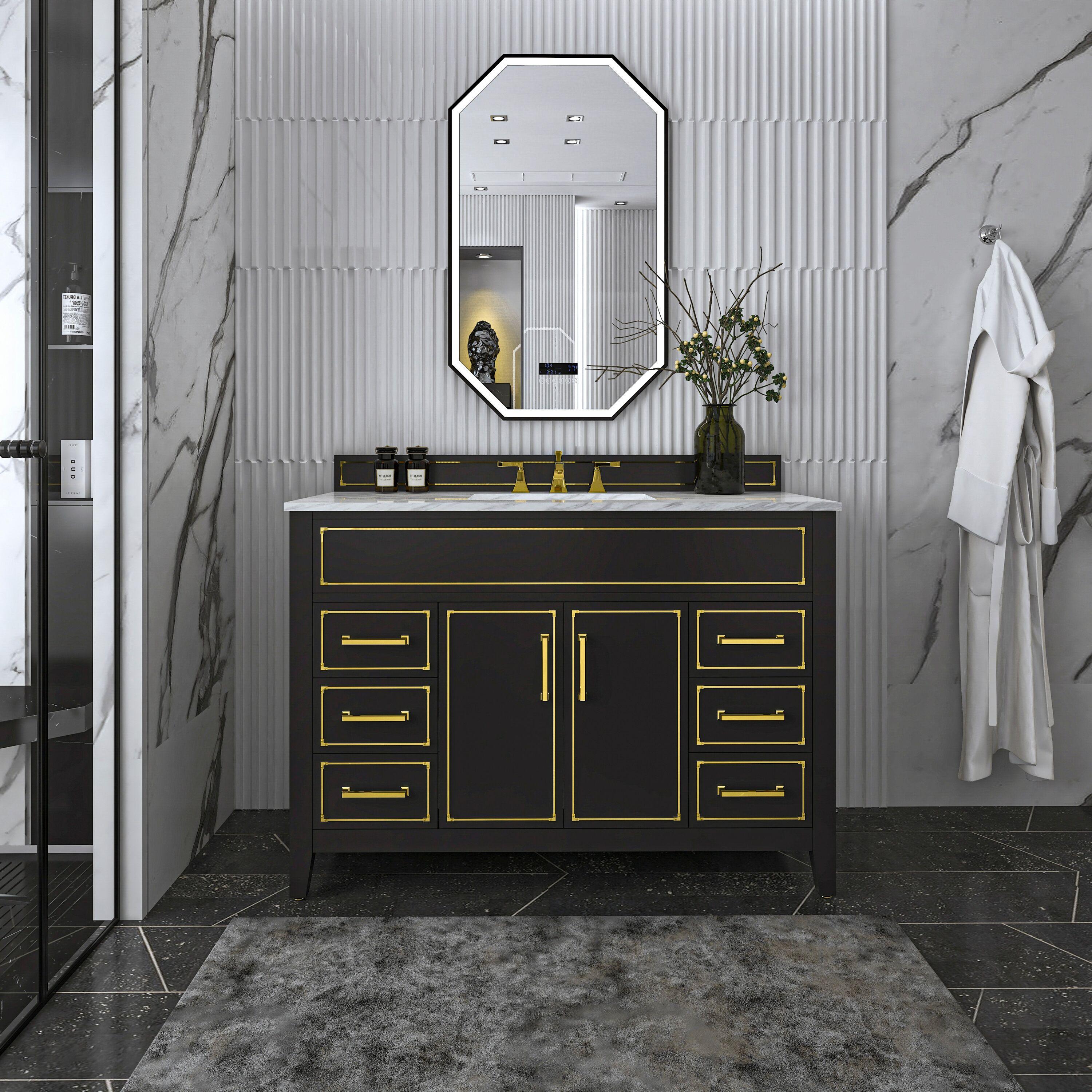 Aspen 48'' Single Bathroom Vanity with Carrara Marble Top