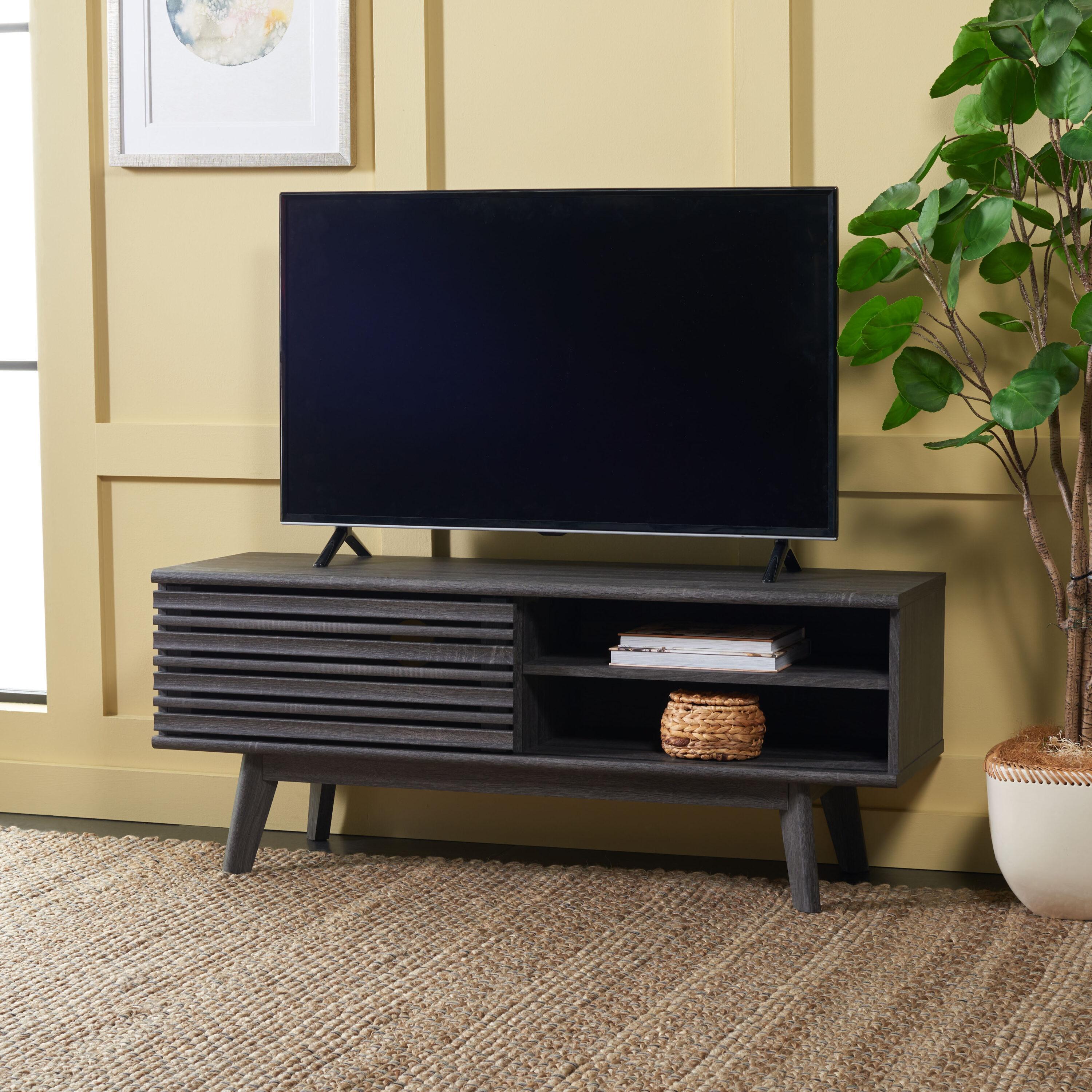 Aurelio 1 Shelf Media Stand - Distressed Black - Safavieh