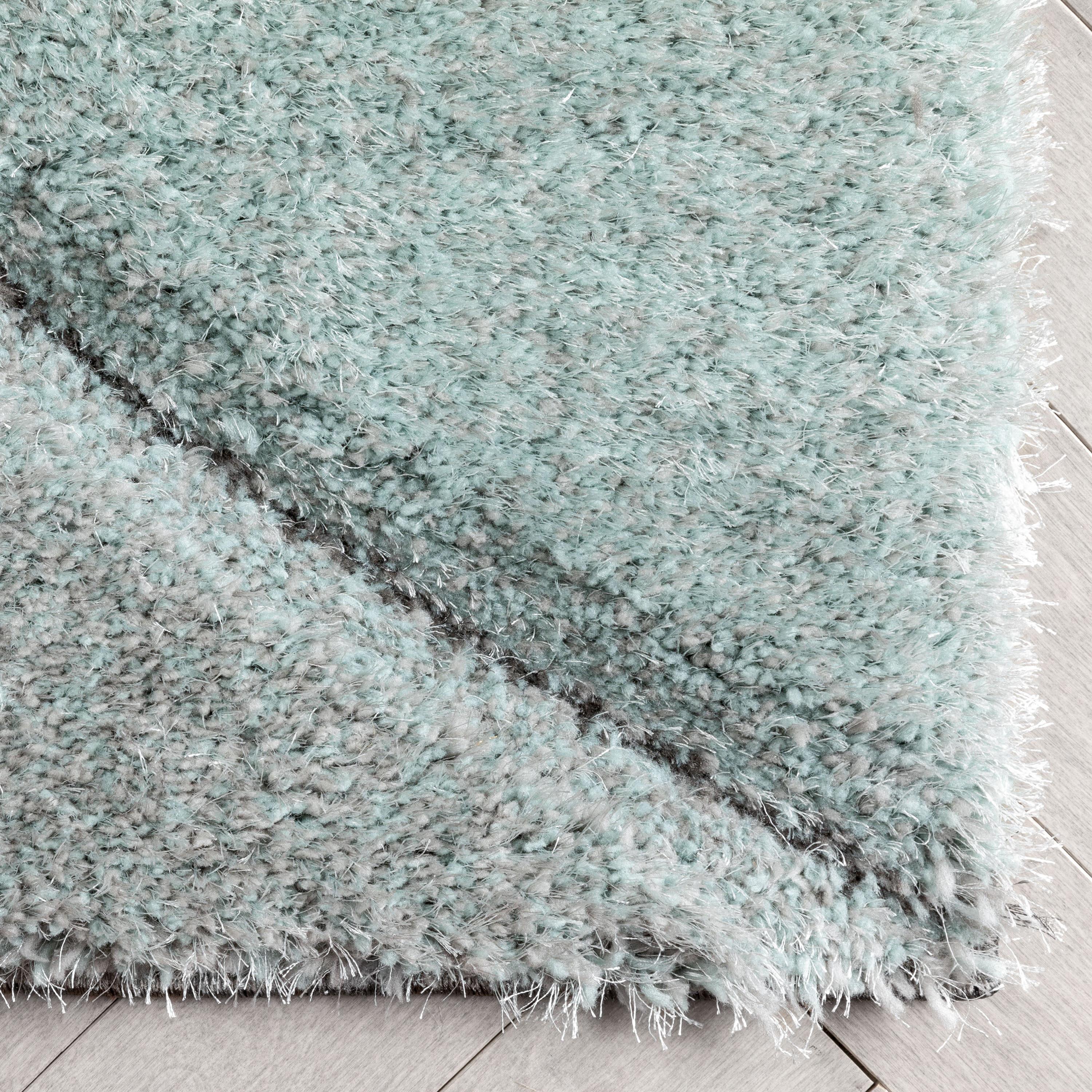 San Francisco Luz Modern Geometric Light Blue 3D Textured Thick & Soft Shag Rug
