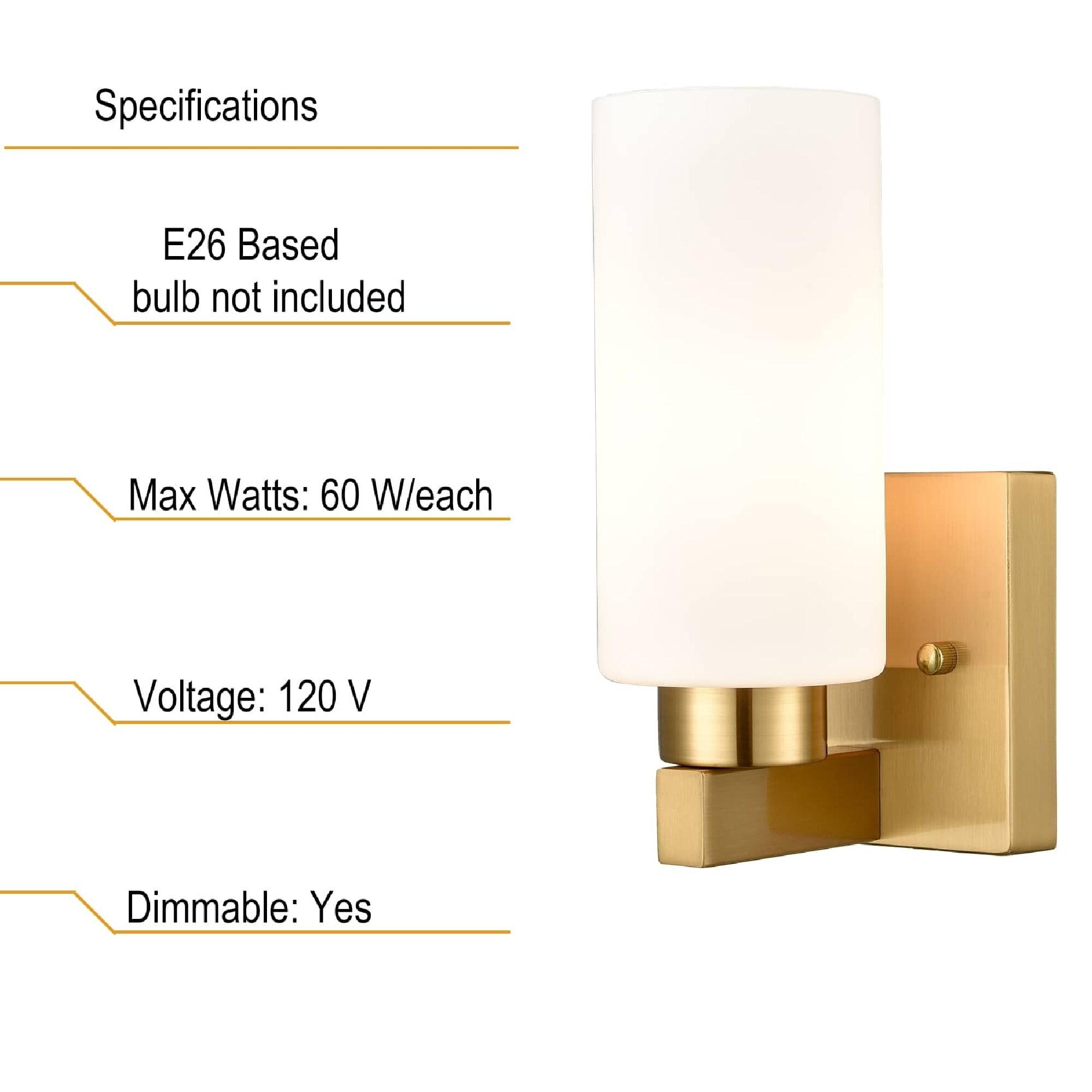 Claxy Gold Wall Sconces with Cylinder Milk Glass Shade Set of 2