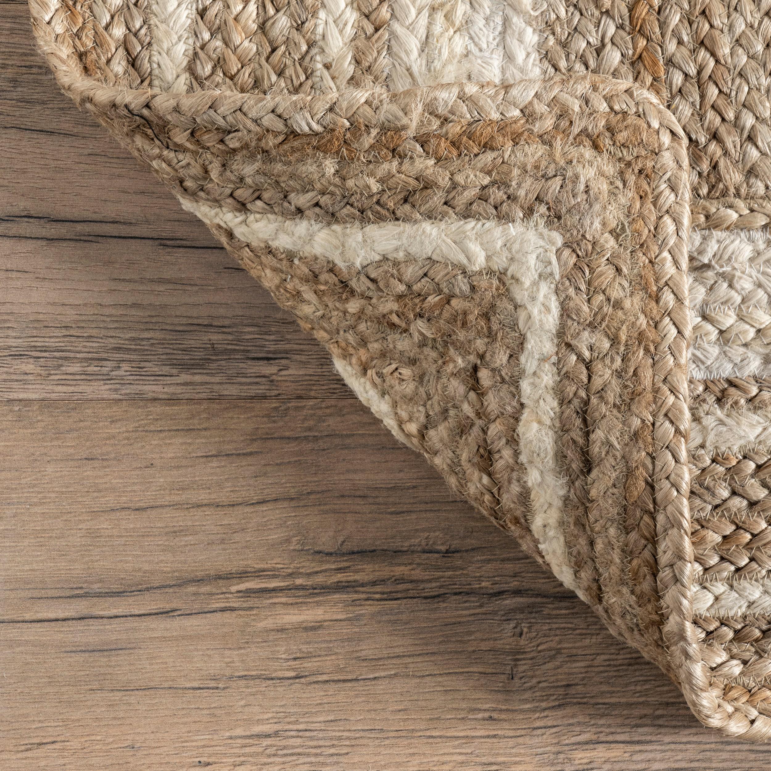 Nuloom Rikki Bordered 6x9 Jute Indoor Area Rug for Dining Room Rug Neutral Rug Living Room Rug Kitchen, Off White/Natural