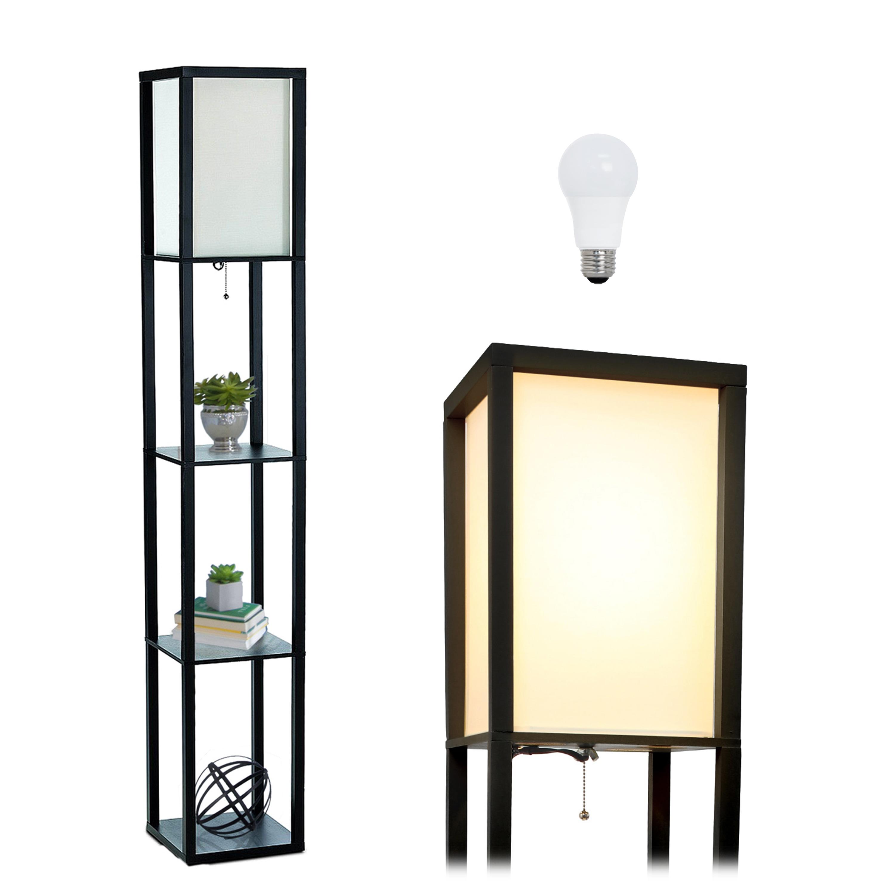 Simple Designs 62.5" Three Shelf Etagere Organizer Storage Floor Lamp