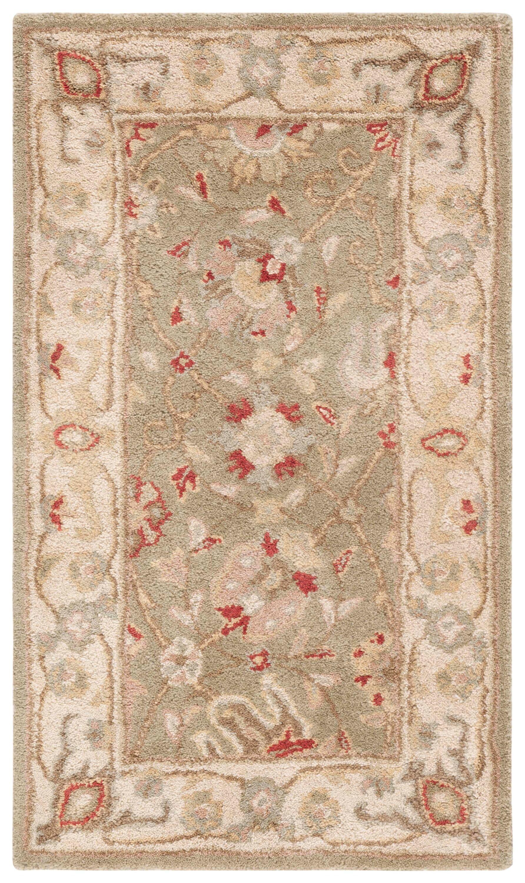 Safavieh Antiquity Dergaz 2 x 4 (ft) Tufted Wool Sage Rectangular Indoor Floral/Botanical Vintage Throw rug