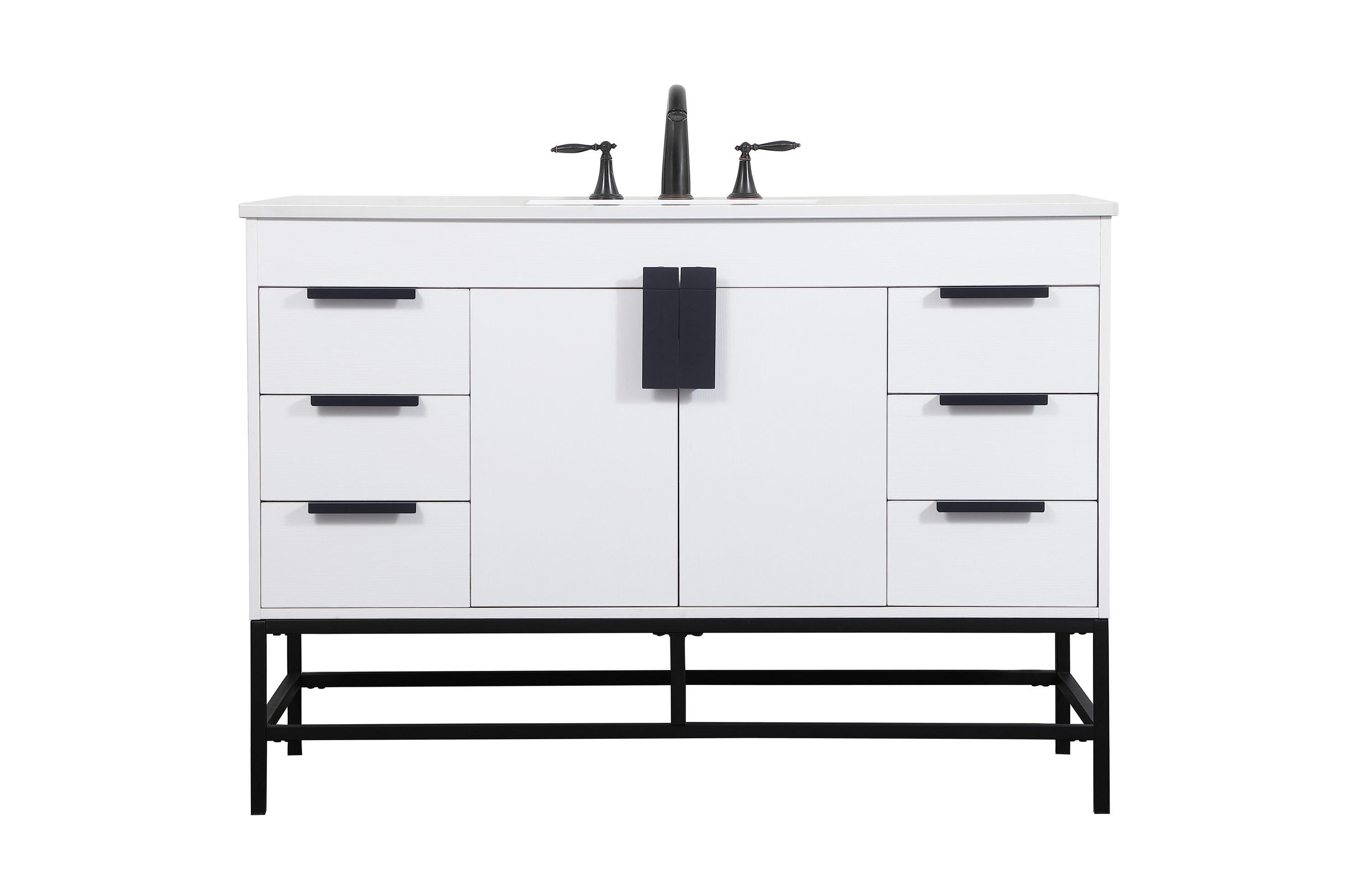 Alizabeth 48'' Single Bathroom Vanity with Engineered Marble Top