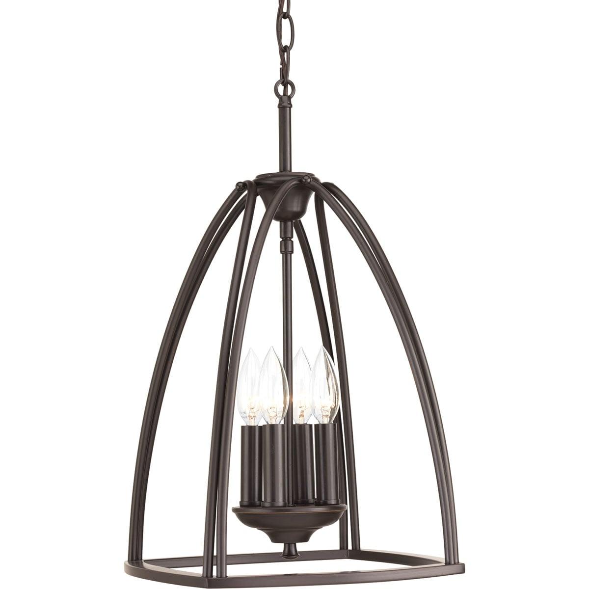 Progress Lighting Tally 4-Light Foyer Pendant, Antique Bronze, Open Foyer, No Shade