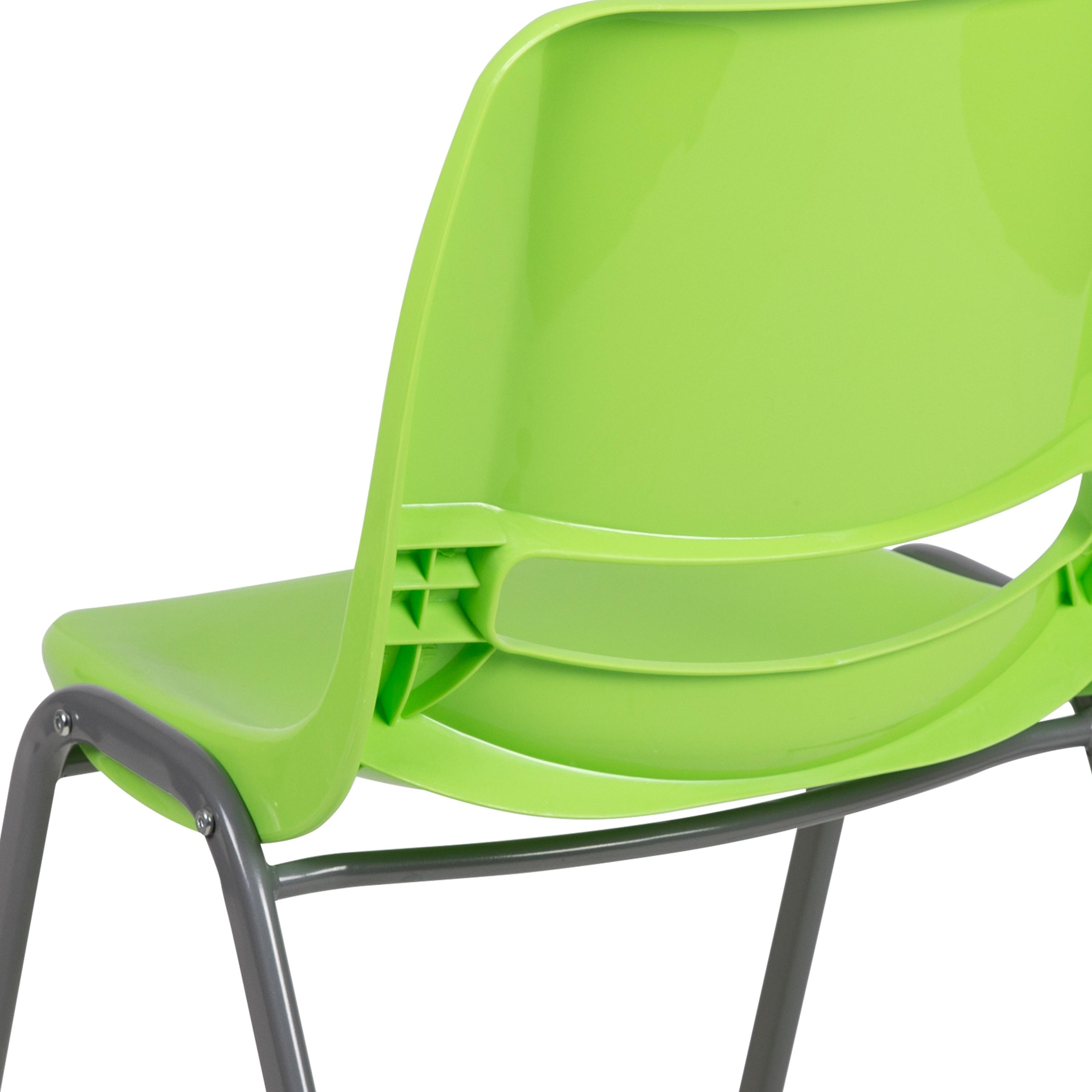 Flash Furniture HERCULES Series 5 Pack 880 lb. Capacity Green Ergonomic Shell Stack Chair with Gray Frame