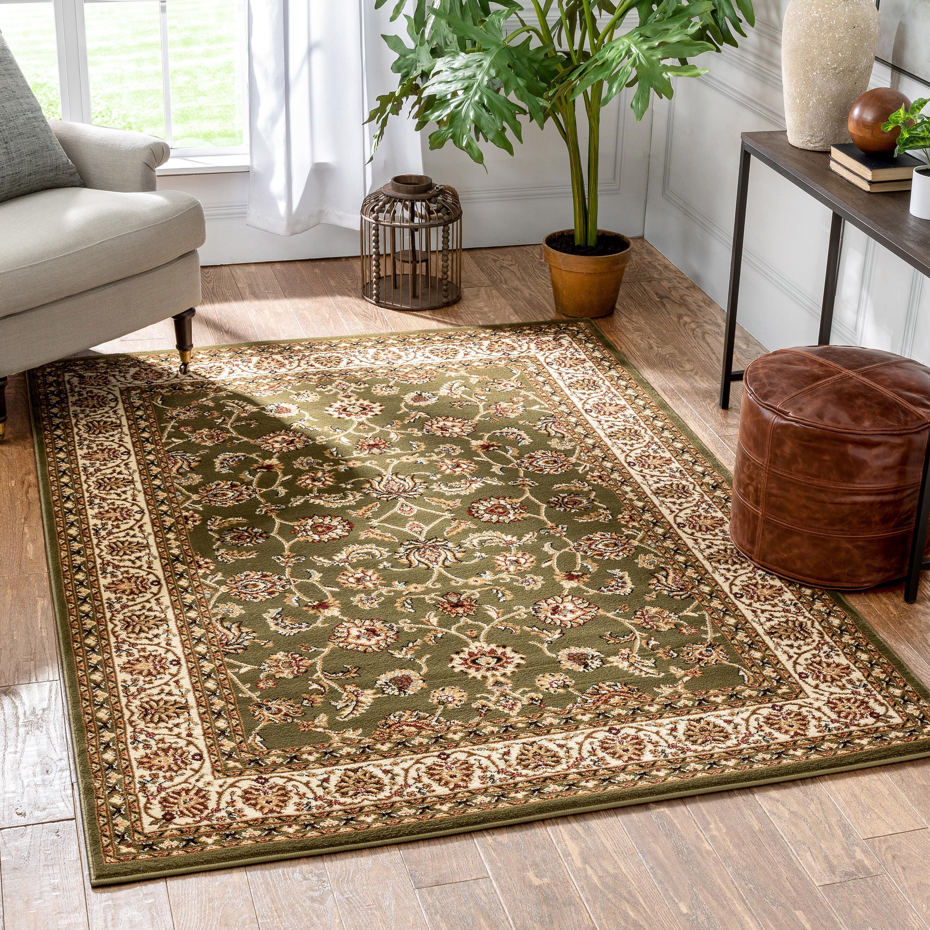 Well Woven Barclay Sarouk Traditional Oriental Panel Green 6'7" x 9'6" Area Rug