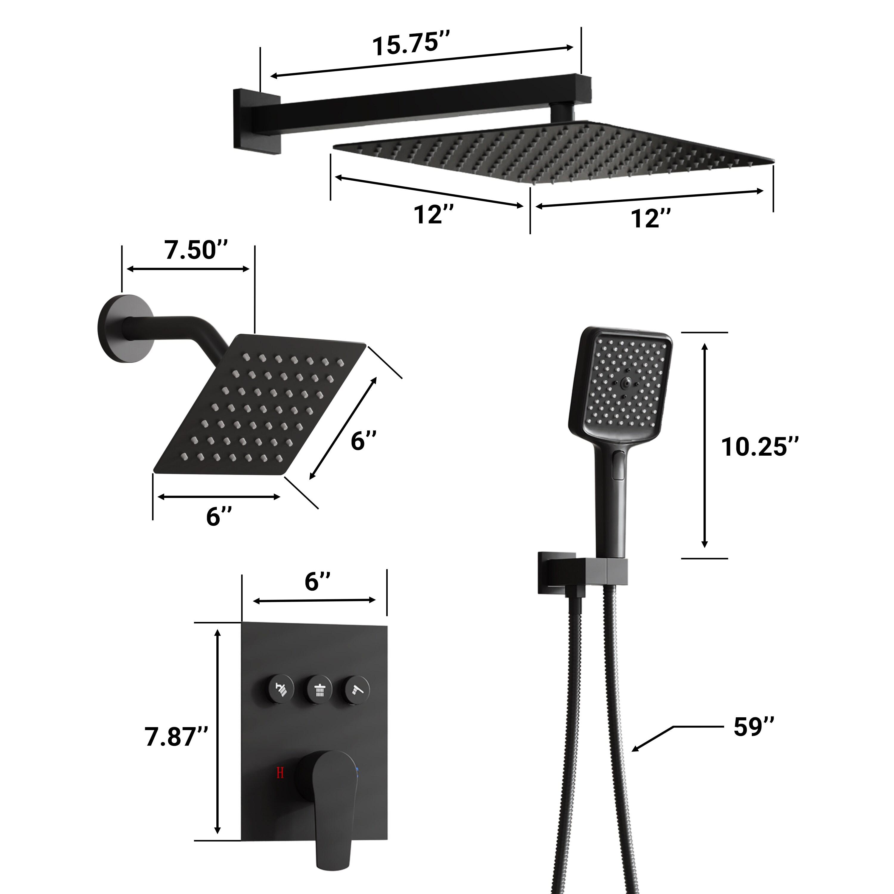 Rainfall Symphony 12inch 3-Function Dual Shower Head Thermostatic Shower System with 3 Sprays Handheld