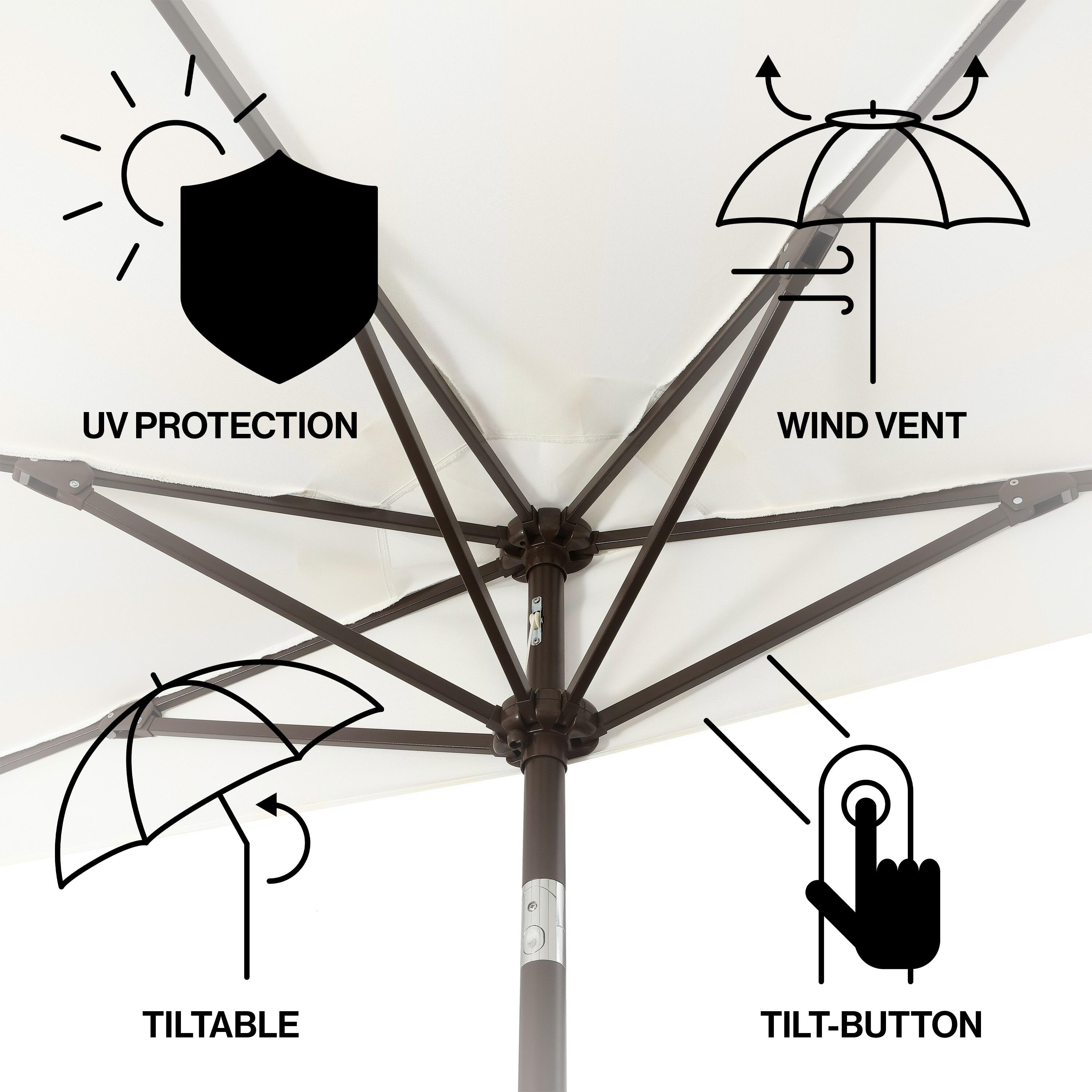 Arlmont & Co. Tasheba 9 ft. Classic Scalloped Fringe Half Market Patio Umbrella with Crank, and UV Protection