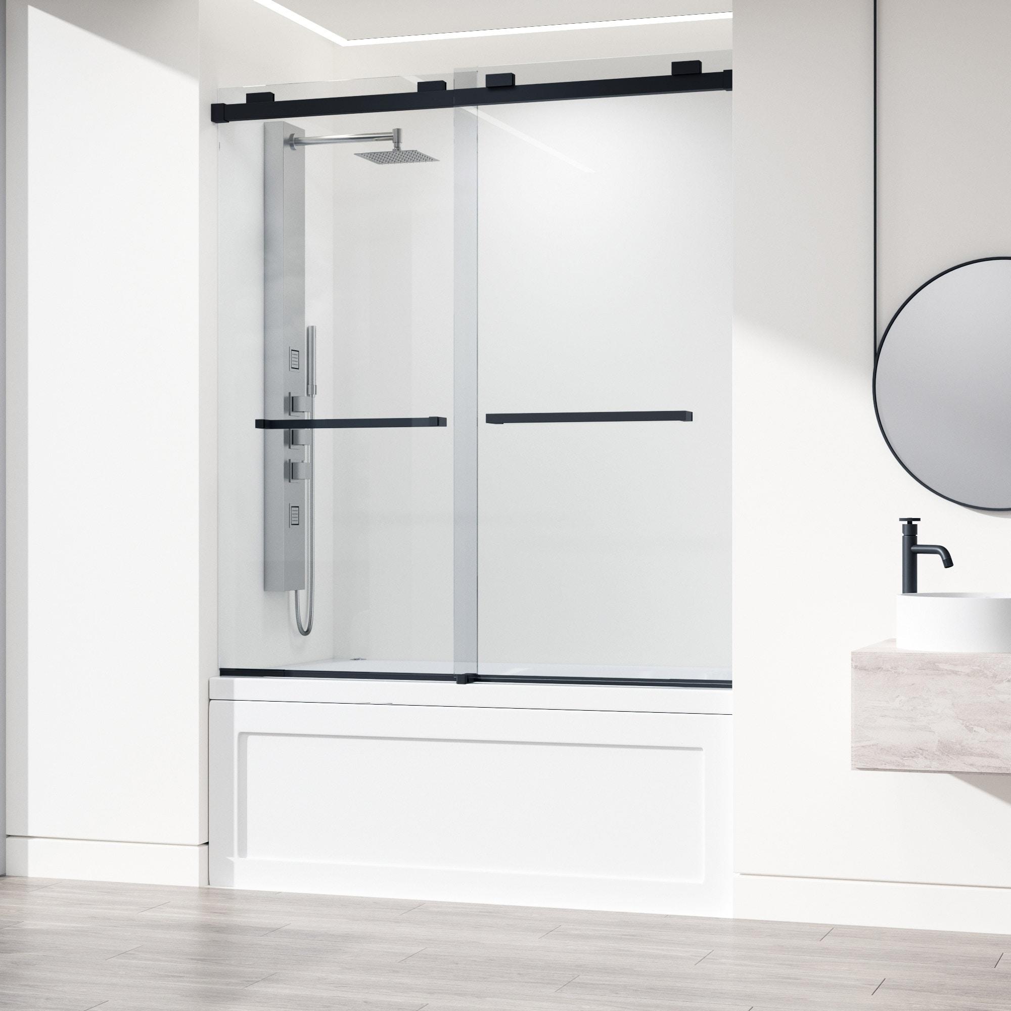 Houston 56-60" W x 66" H Double Sliding Frameless Tub Door with 3/8" Clear Glass
