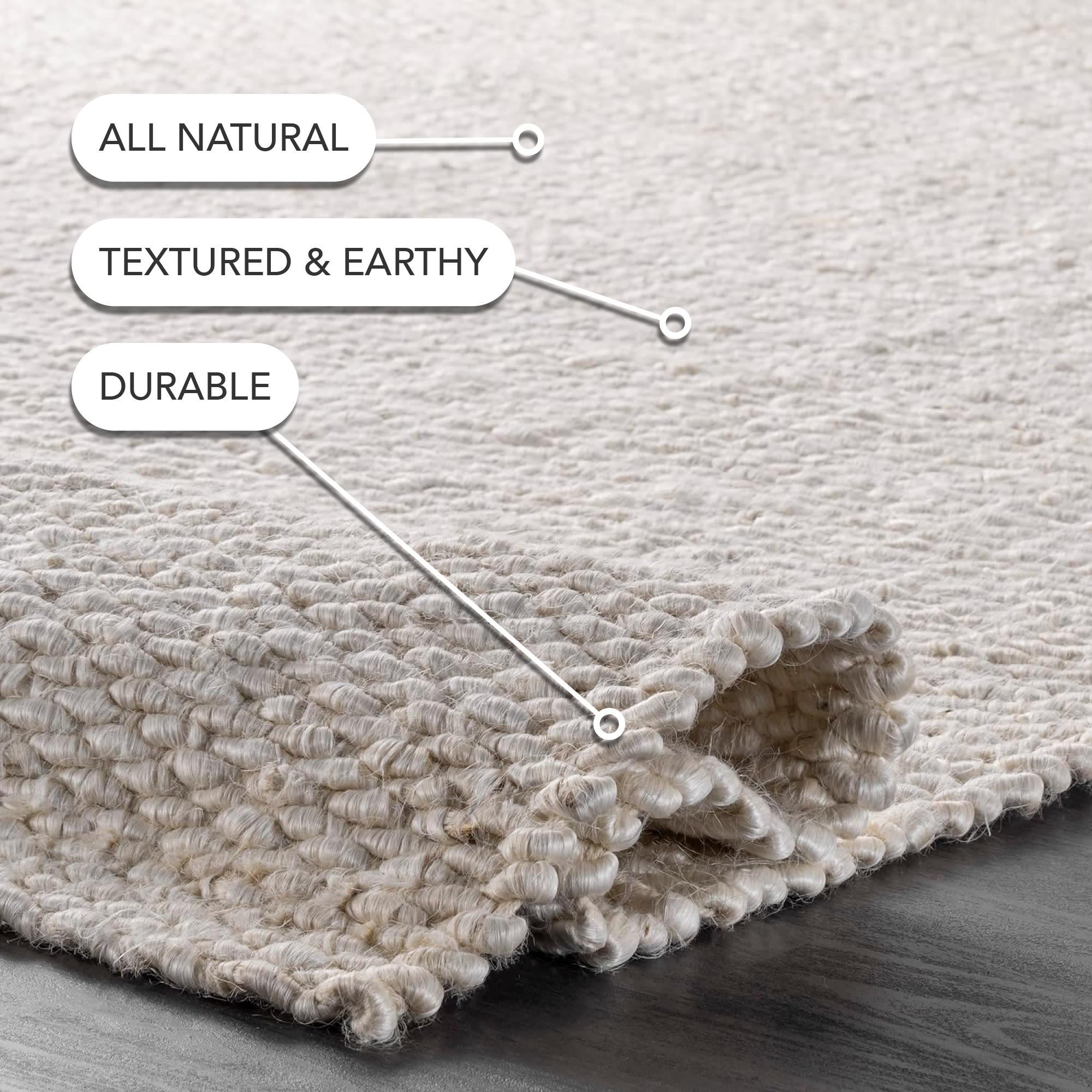 Nuloom Hailey Solid 4x6 Jute Indoor Area Rug for Dining Room Rug Neutral Rug Living Room Rug Kitchen, Off White