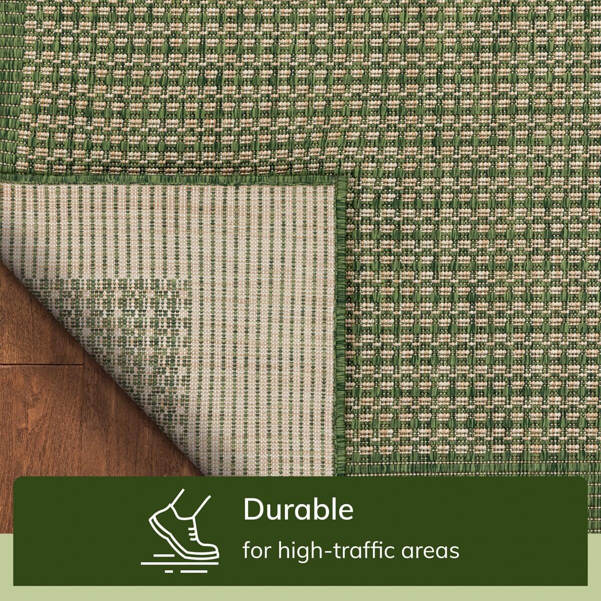 Union Rustic Marshanna Odin Solid & Striped Indoor/Outdoor Flat-Weave Area Rug