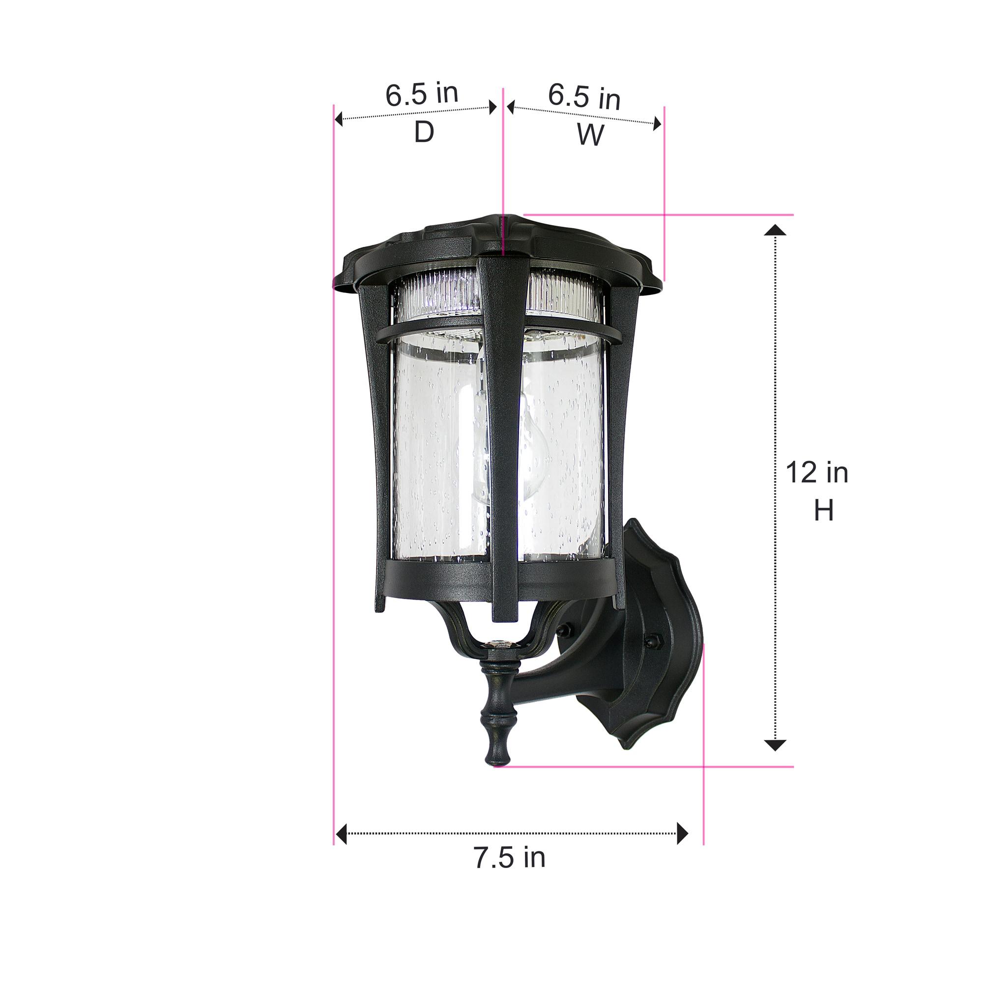 Eligia Black 1-Light 13" H Solar Powered Lantern Warm White Post Light with Pier and Wall