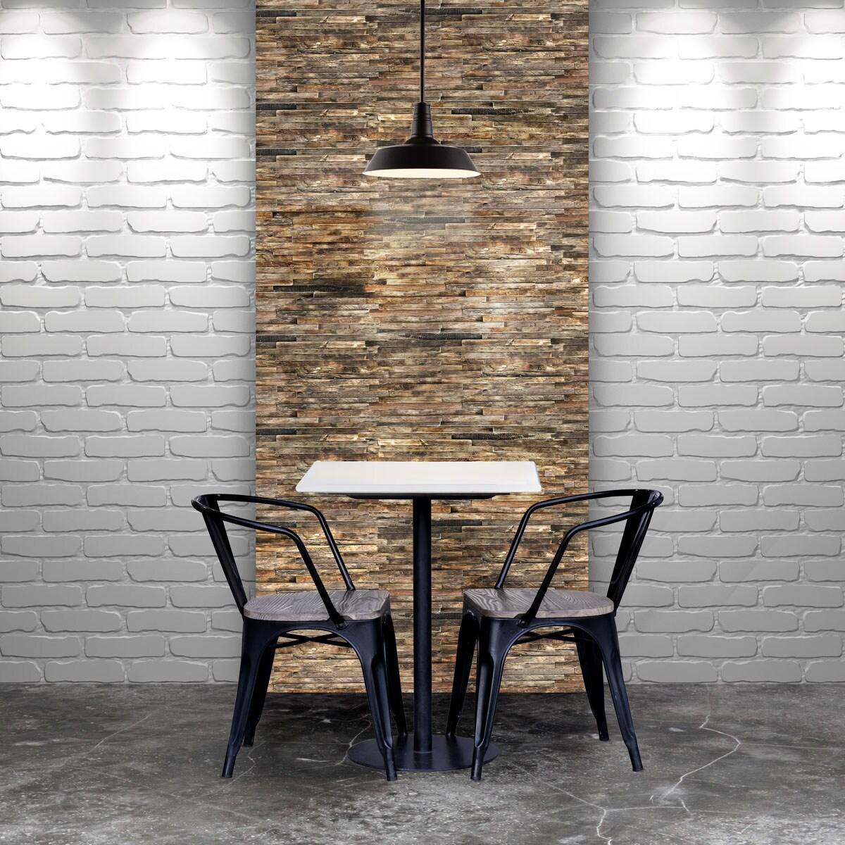 23 3/4"W x 11 7/8"H x 3/4"P Stacked Boat Wood Mosaic Wall Tile, Natural Finish