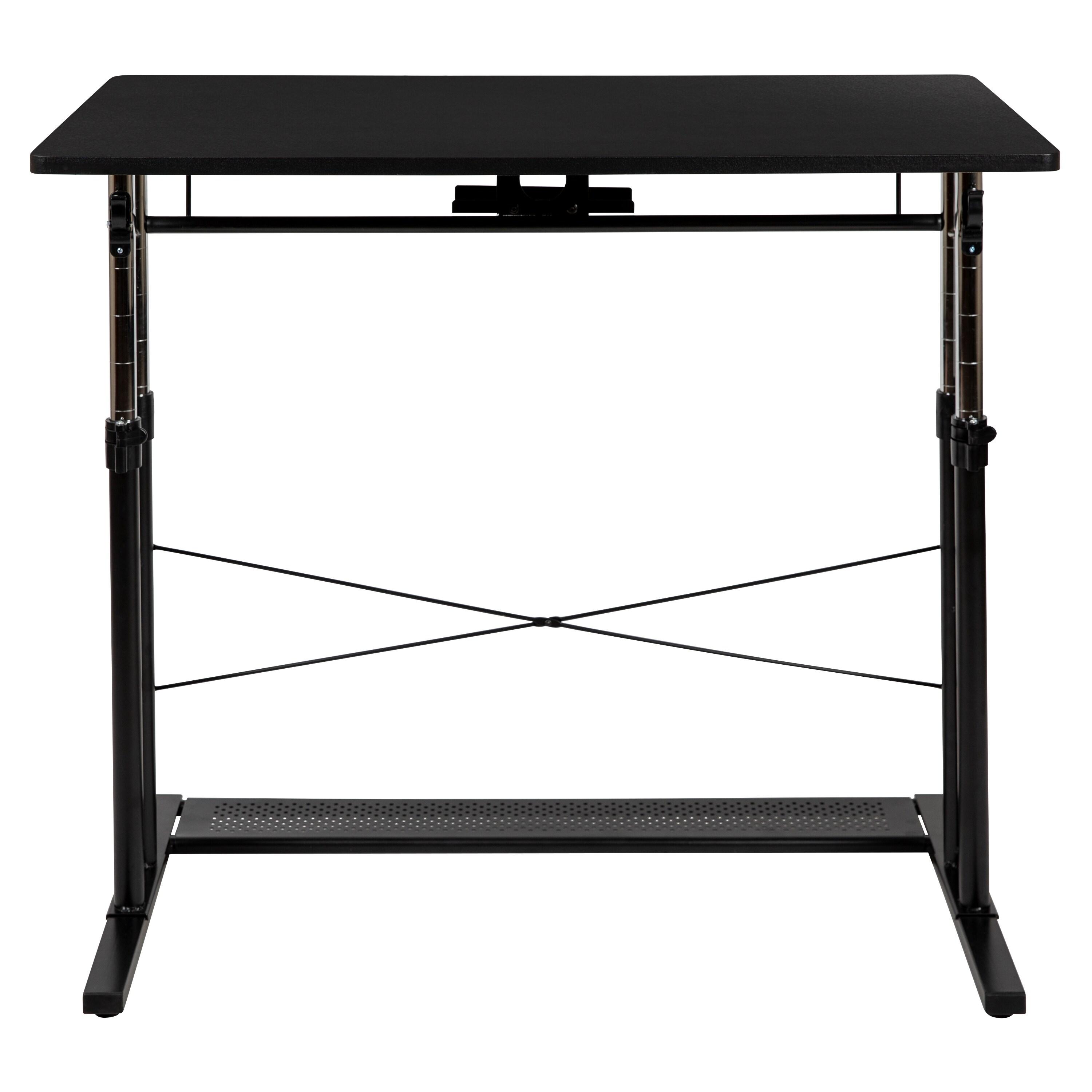 Flash Furniture Height Adjustable (27.25-35.75"H) Sit to Stand Home Office Desk - Black