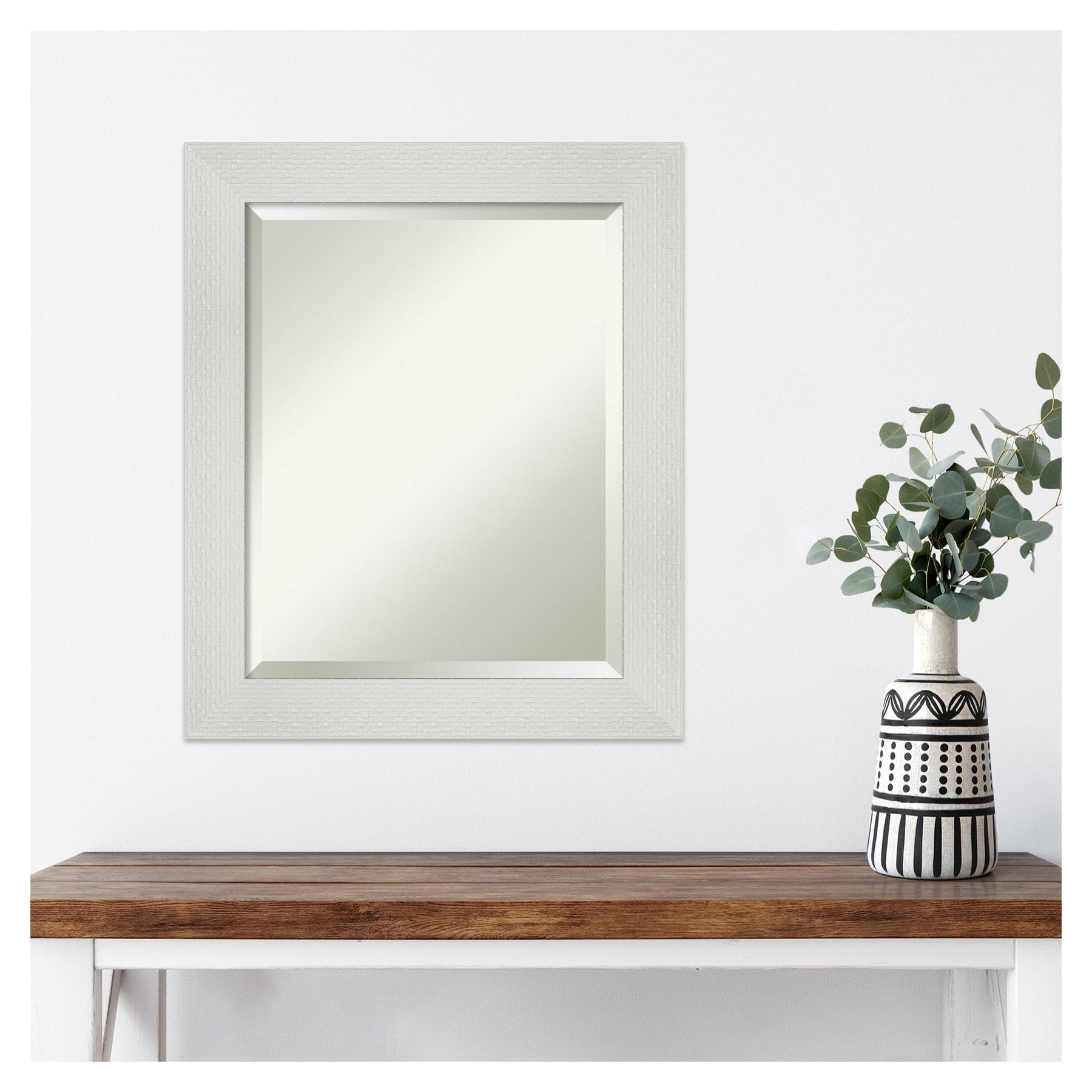 Amanti Art Mosaic White Framed Wall Mirror - 20.38 x 24.38 in