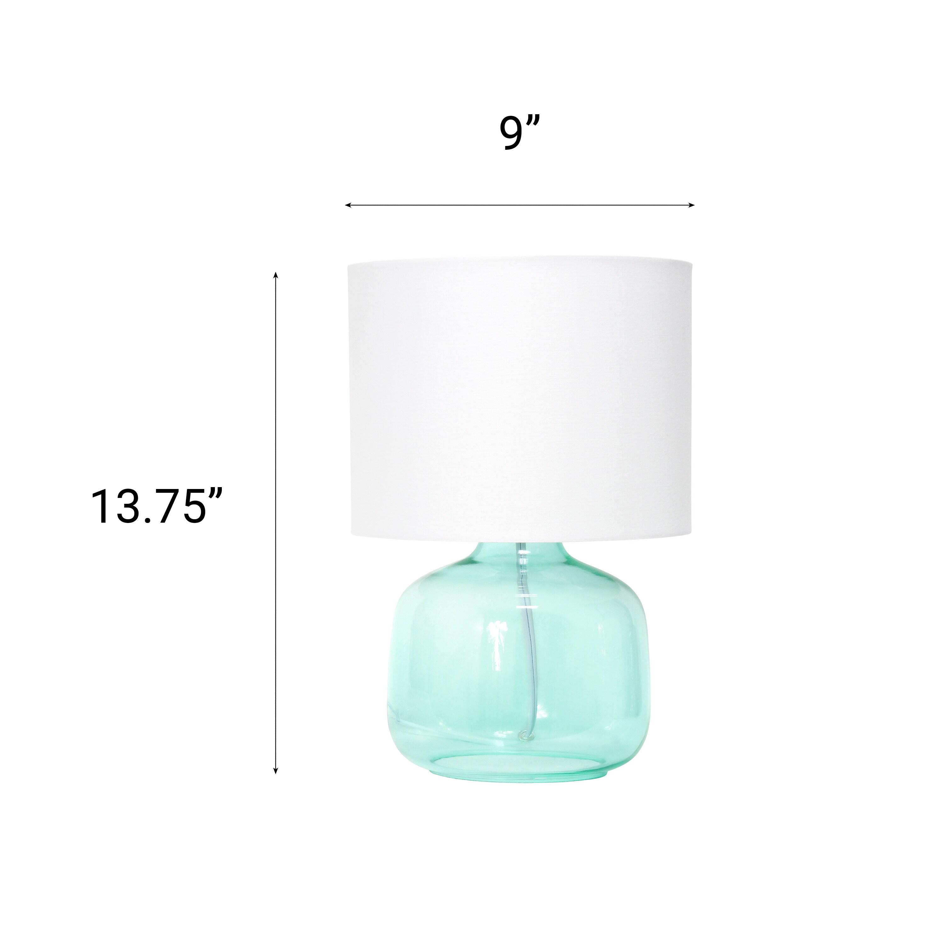 Glass Table Lamp with Fabric Shade Aqua - Simple Designs: Modern Bedside, No Assembly Required