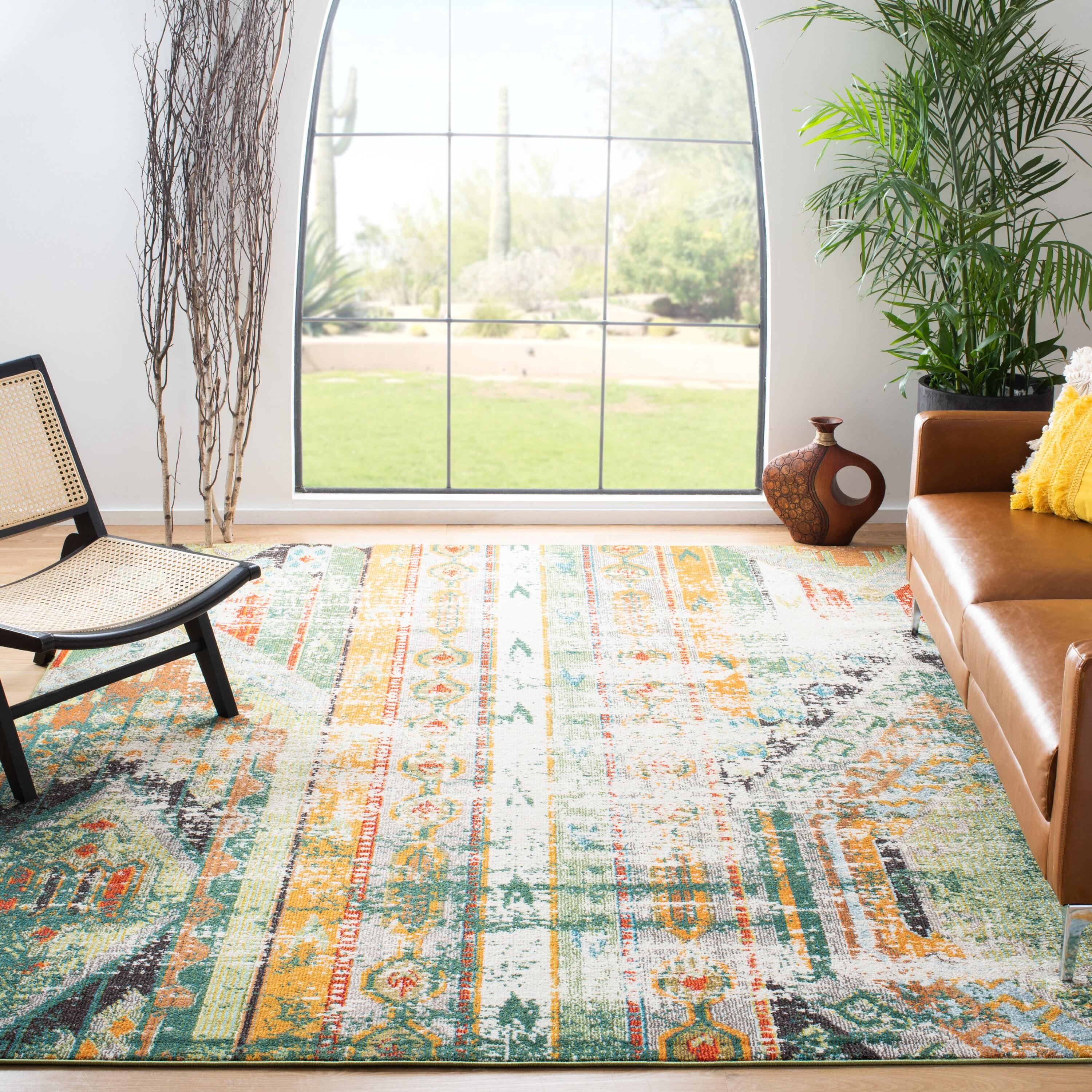 Madison MAD422 Power Loomed Indoor Area Rug - Green/Orange - 5'3"x7'6" - Safavieh