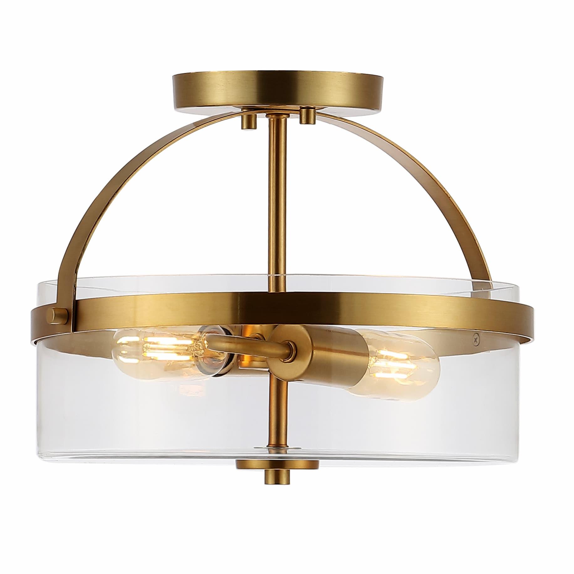Nensor 2 Light 13" Flush Mount - FLU4051 - Brass/Clear - Safavieh