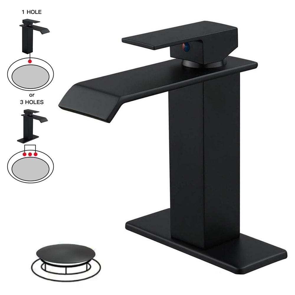 BWE Waterfall Single Hole Single-Handle Bathroom Faucet With Pop-up Drain Assembly