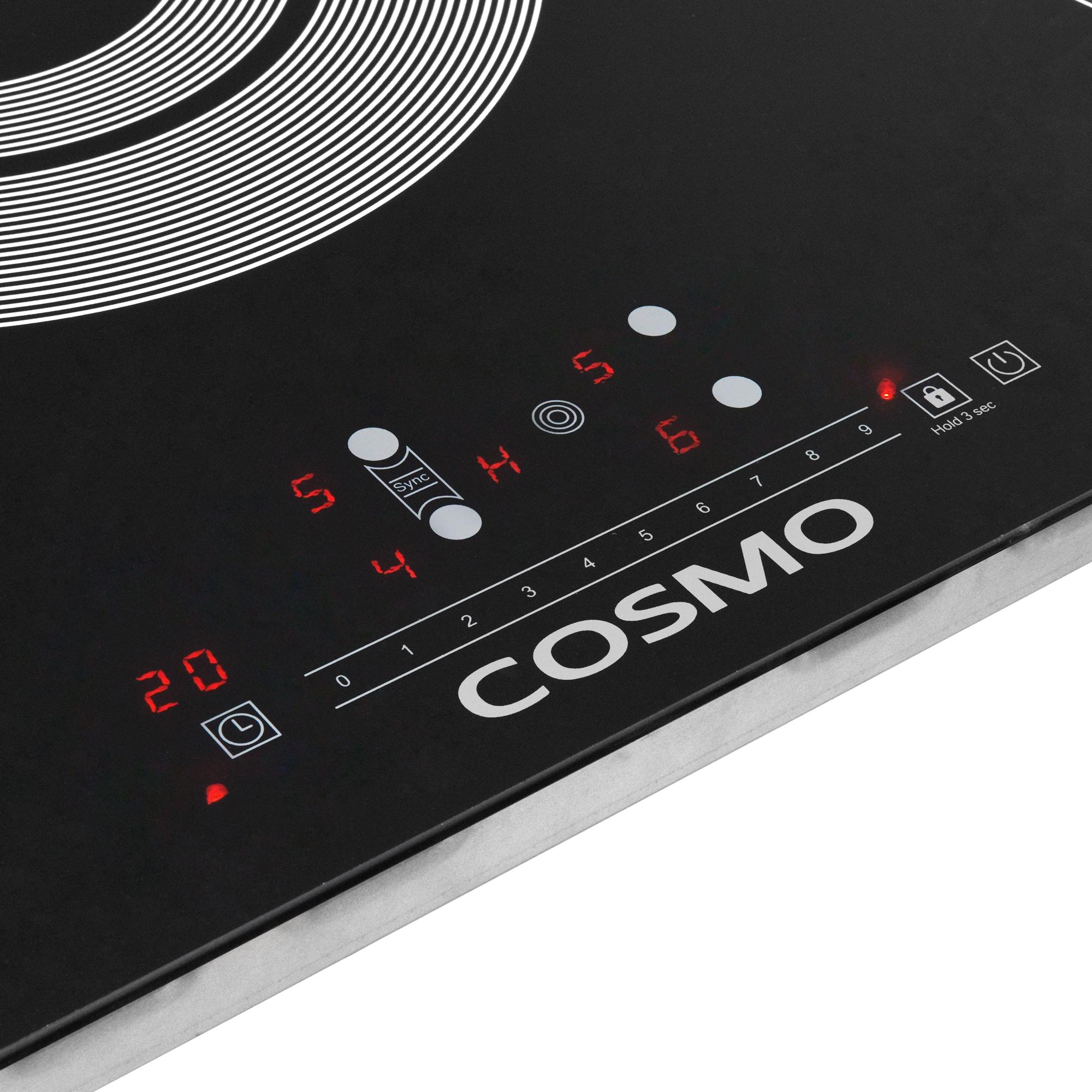 Cosmo 36 In. Electric Ceramic Glass Cooktop With 5 Burners, Triple Zone Element In Black