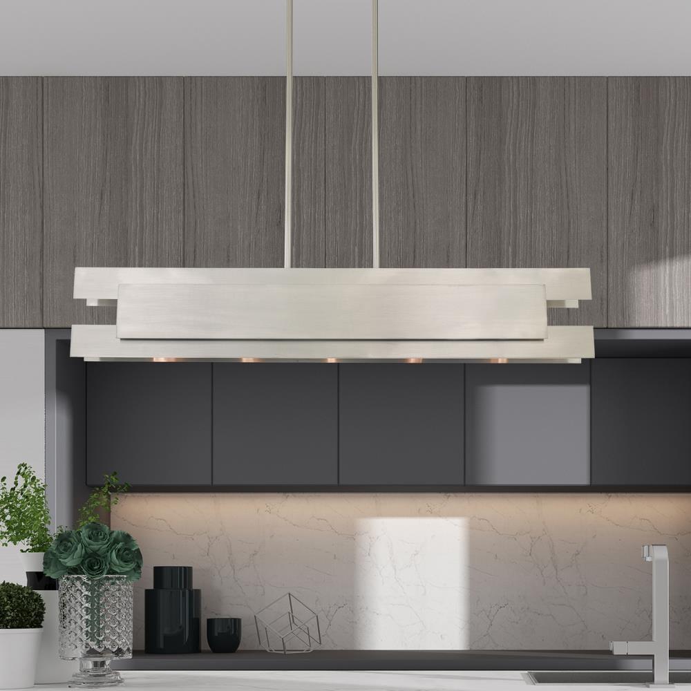 Modern Brushed Nickel 5-Light Linear Chandelier
