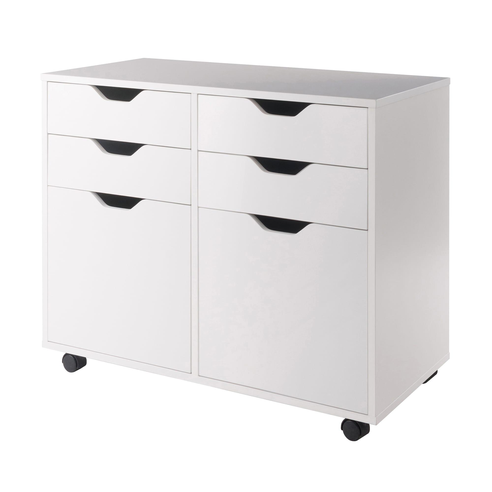 Halifax 2 Sections Mobile Storage Cabinet White - Winsome: Modern Accent Furniture with 4 Drawers & 2 Compartments