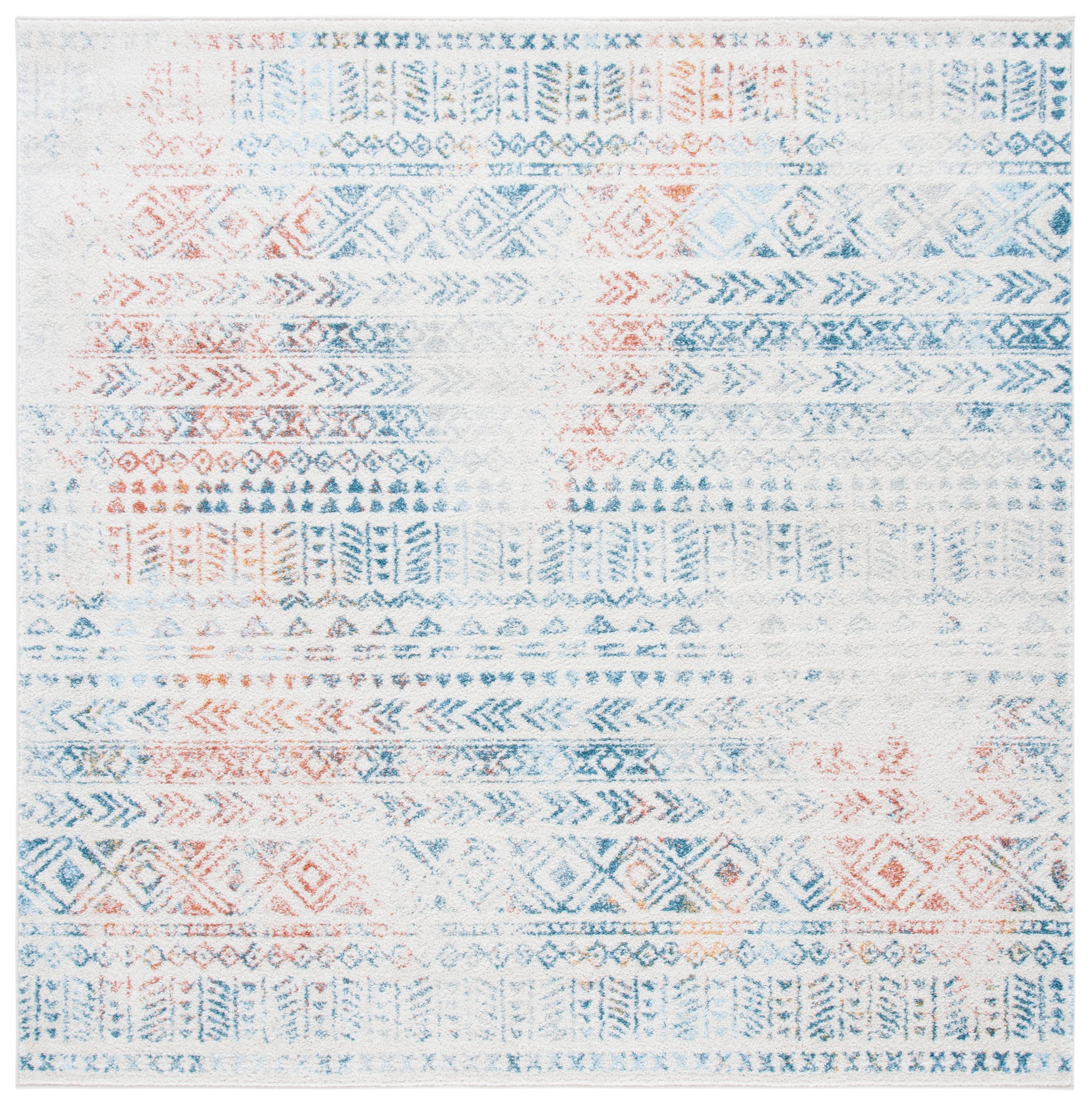 Tulum TUL263 Power Loomed Indoor Area Rug - Ivory/Terracotta - 6'7"x6'7" - Safavieh
