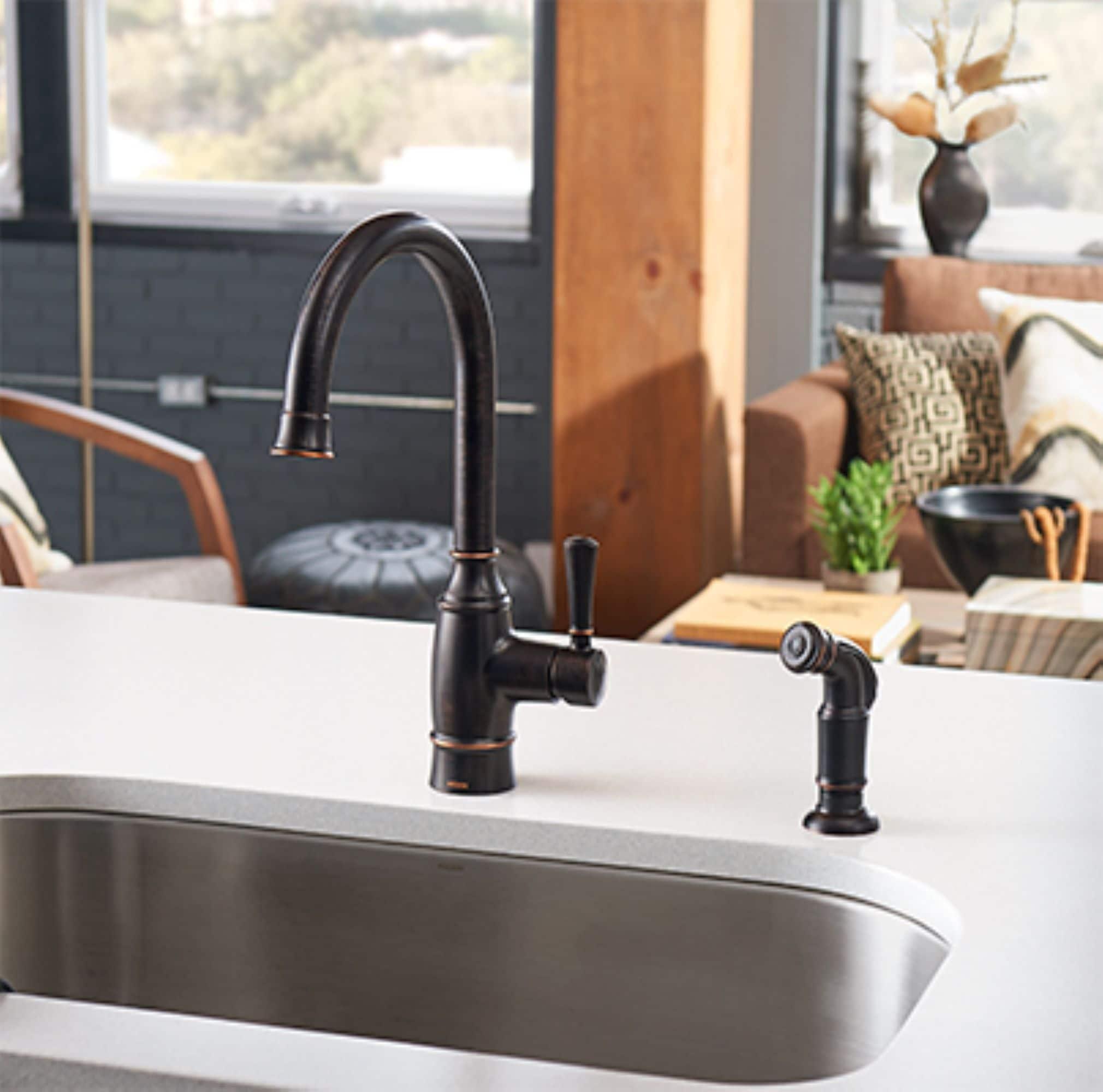 Noell Single-Handle Standard Kitchen Faucet with Side Sprayer, Deckplate Sold Separately