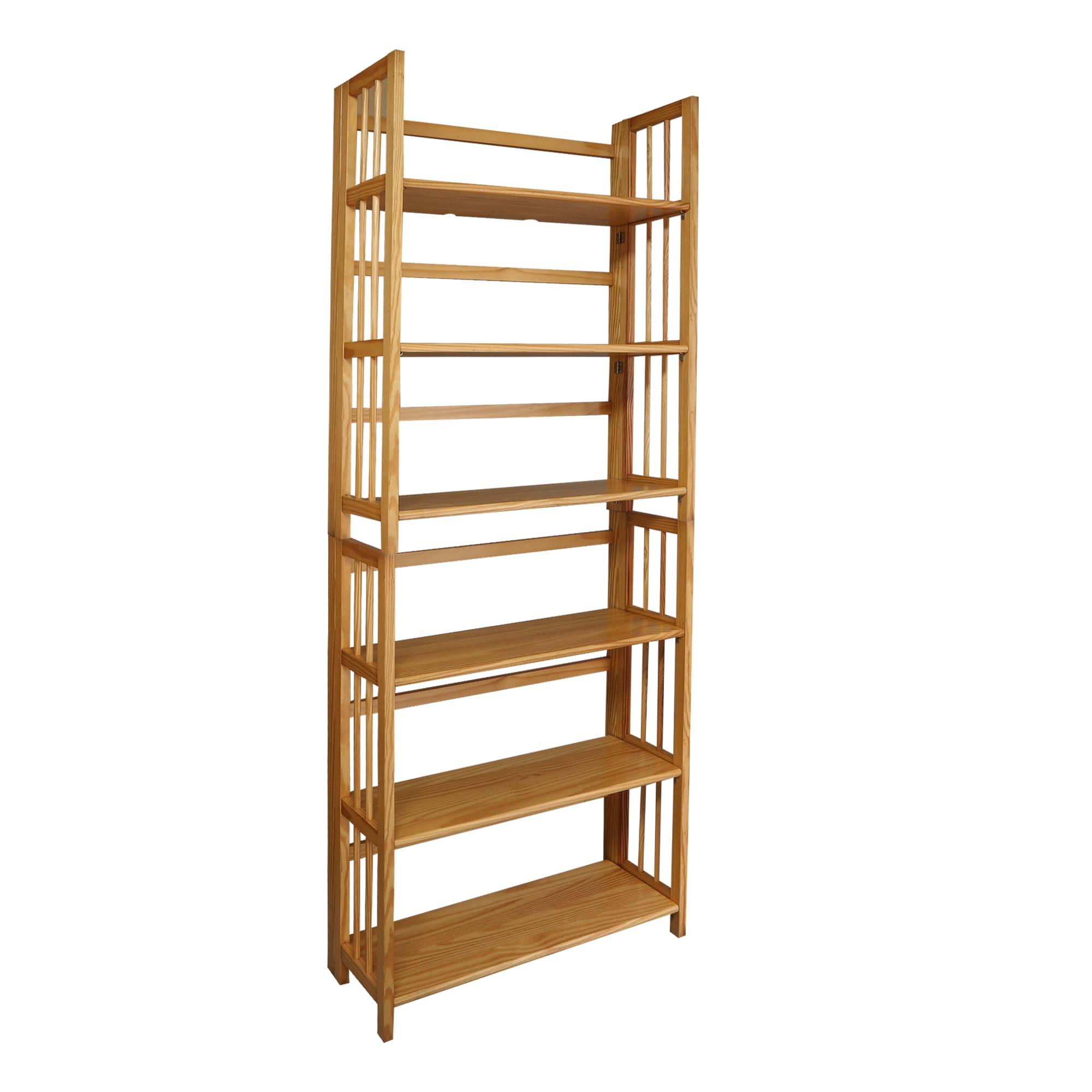 3-Shelf Folding Stackable Bookcase 27.5" Wide-Natu