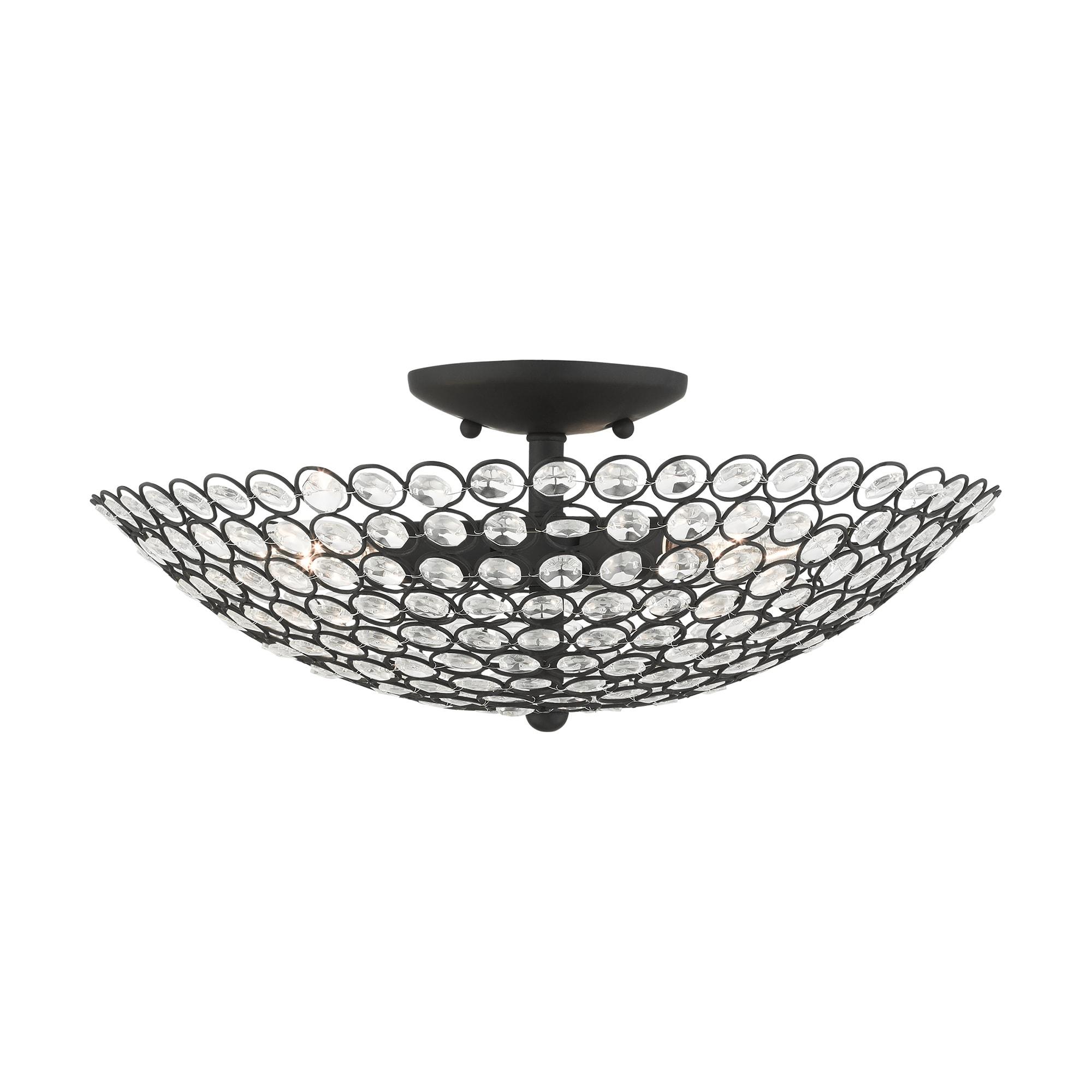Livex Lighting Cassandra 3 - Light Semi-Flush Mount in  Black
