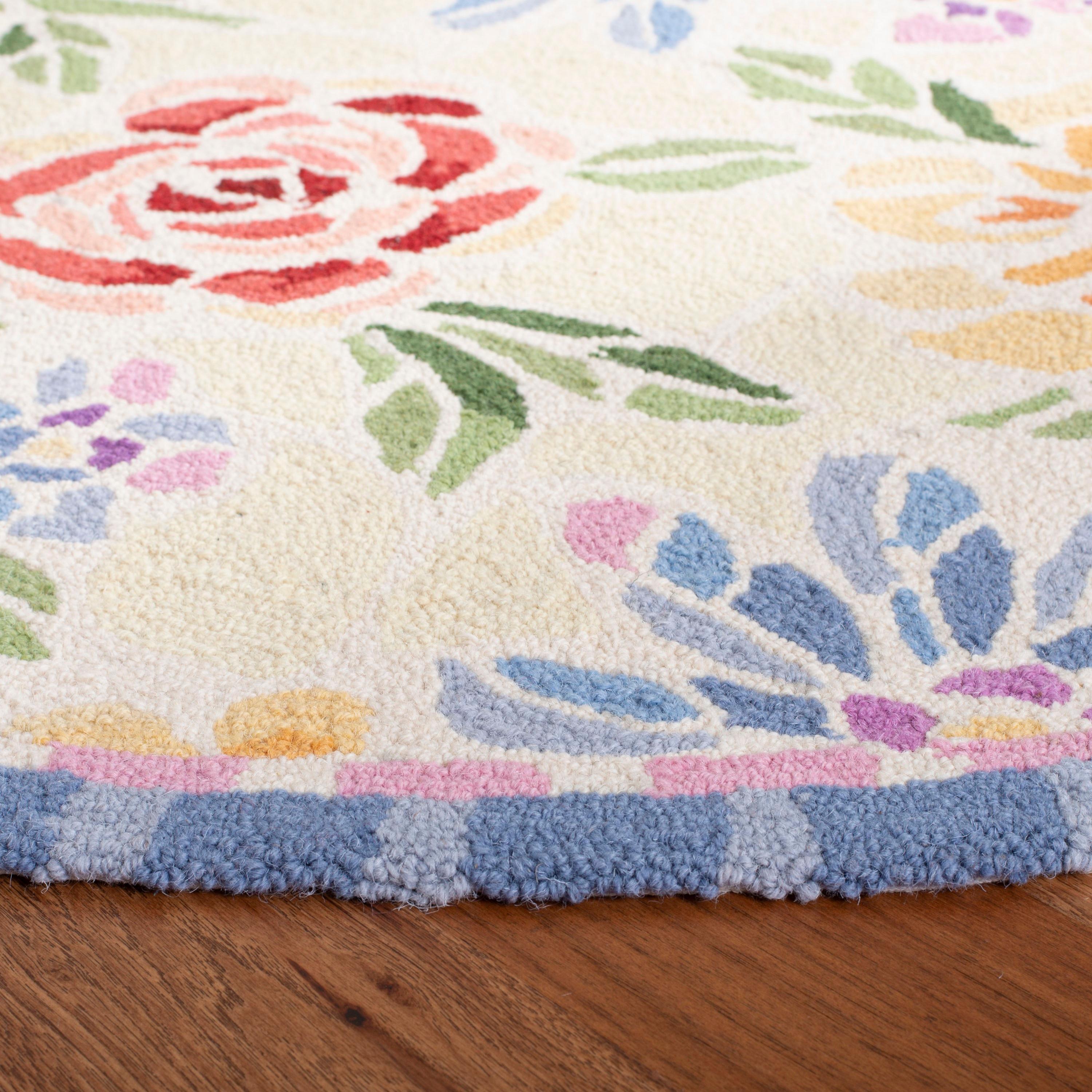 SAFAVIEH Chelsea Endika Floral Wool Area Rug, Ivory, 3' x 3' Round