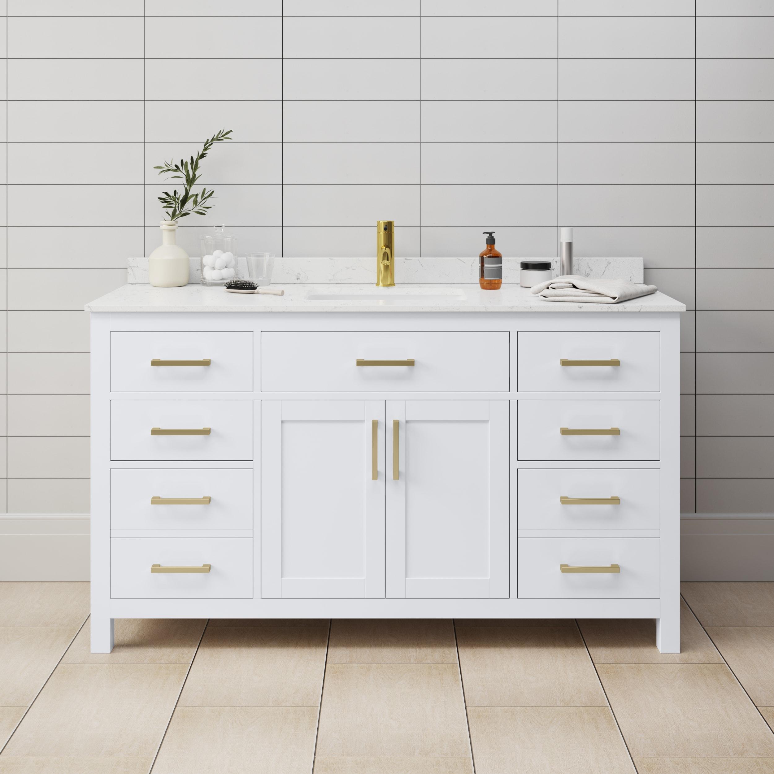 Beckett 60" Freestanding Single Bathroom Vanity with Cultured Marble Top