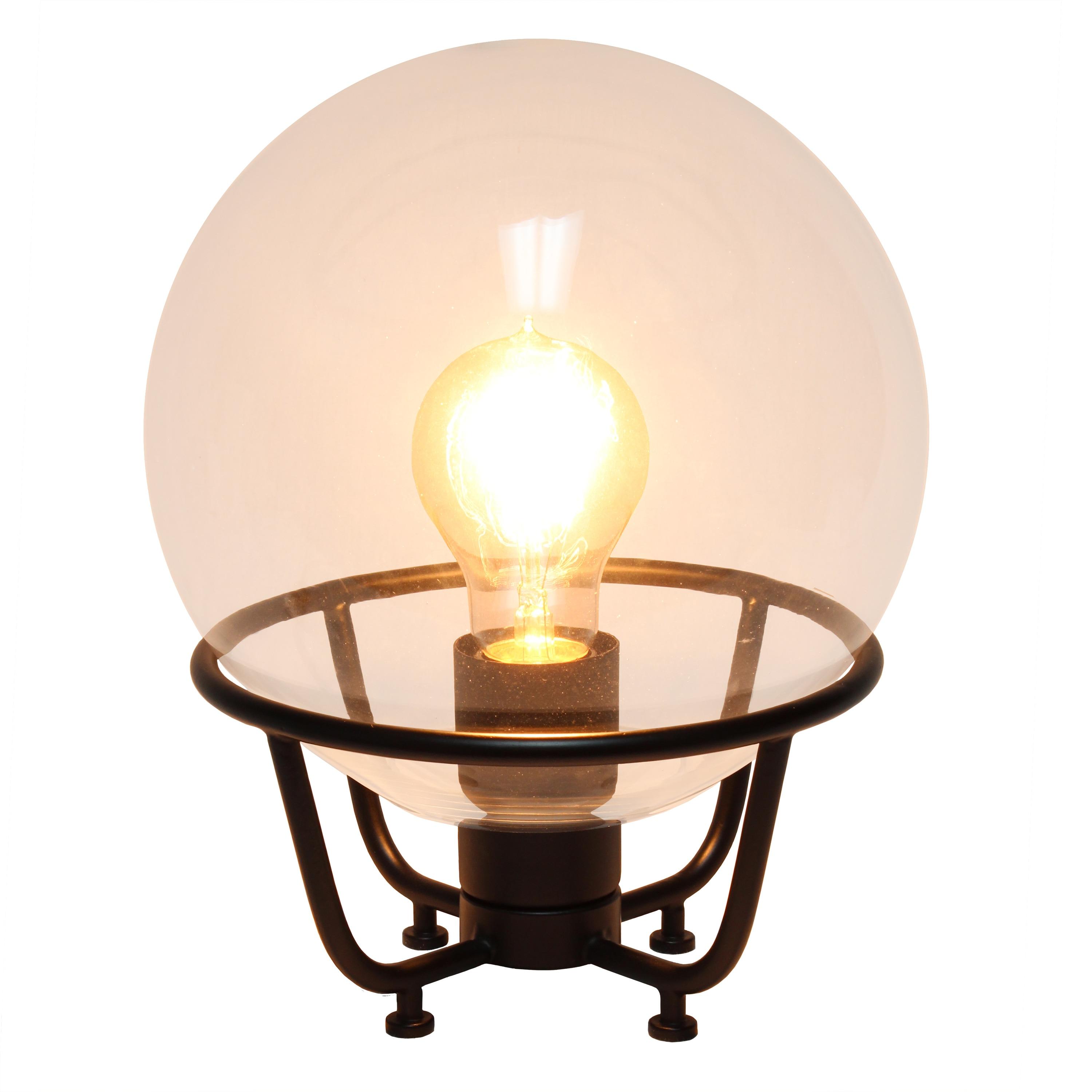 Lalia Home Old World Globe Glass Table Lamp Matte Black: No Assembly, UL Listed, Inline Switch