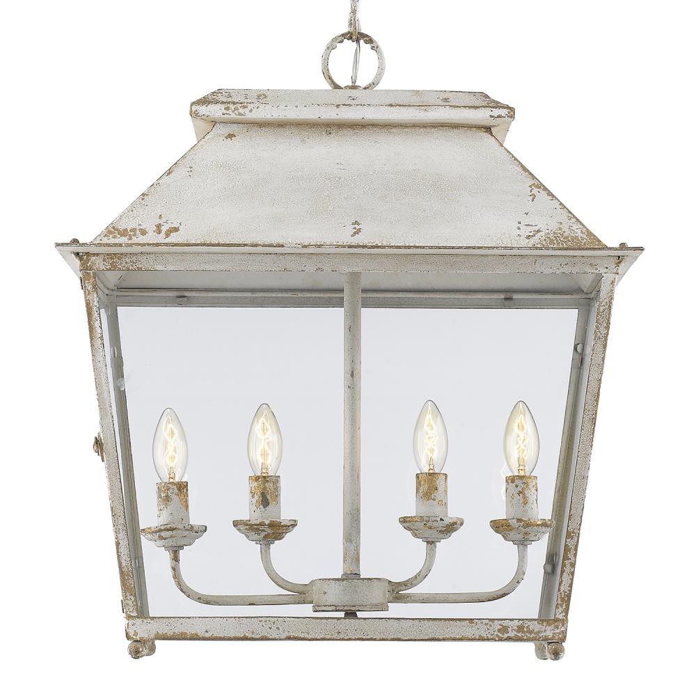 Golden Lighting Abingdon 4-Light Pendant in Antique Ivory with Clear Glass
