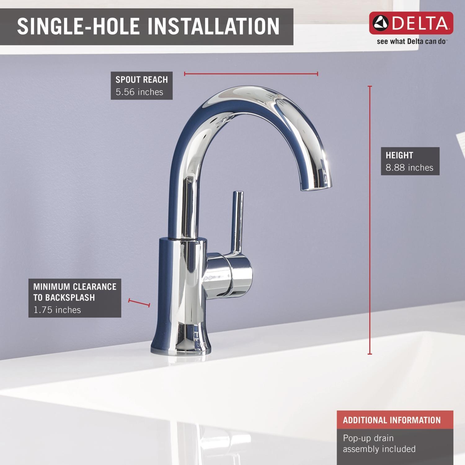 Trinsic Single Hole Bathroom Faucet with Drain Assembly, Single Handle Bathroom Sink Faucet