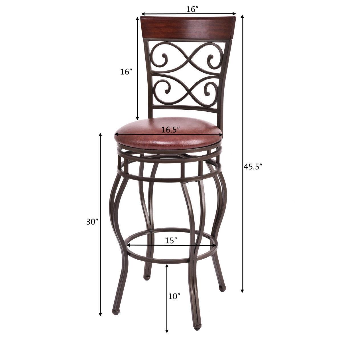 Tangkula 2PCS Bar Stools Dining Kitchen Pub Chair