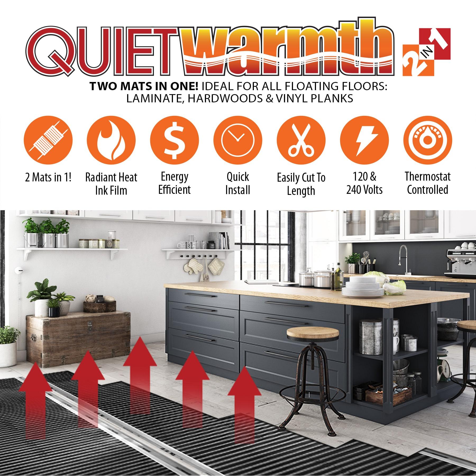 QuietWarmth 240-volt Radiant 2-in-1 Float 16-ft x 18-in Underfloor heating mat 25-sq ft